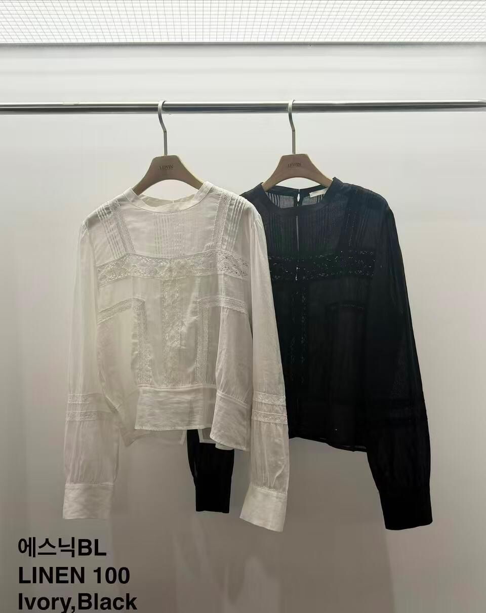 LW6101 法式通花壓褶上衣