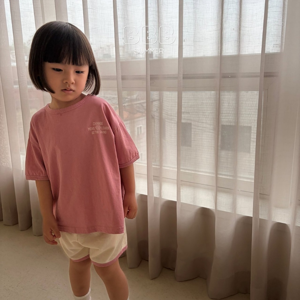 正韓夏bella_bambina 四色棉感字母上衣短褲套裝
