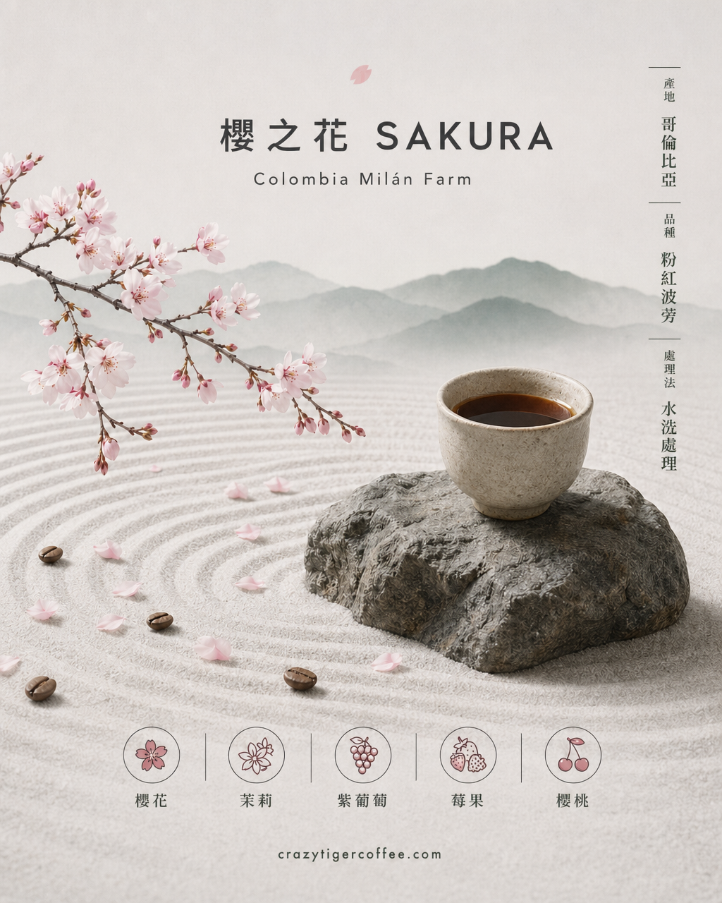 哥倫比亞米蘭莊園 櫻の花   氮氣發酵