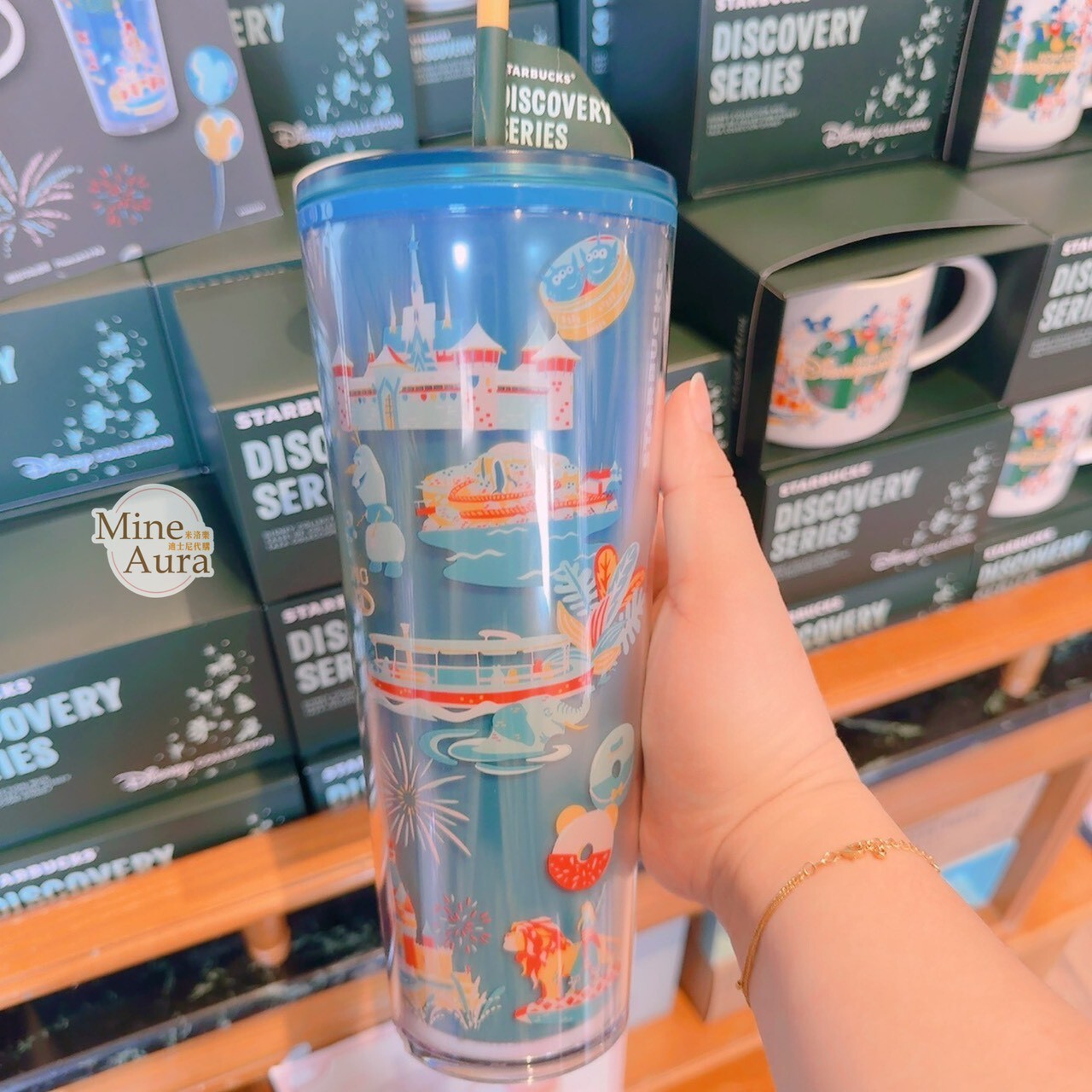 樂園限定販售 聯名款 迪士尼 Disney x 星巴克 Starbucks 米奇 Mickey 米妮 Minnie 城堡 圖案 吸管 水杯 -香港迪士尼樂園