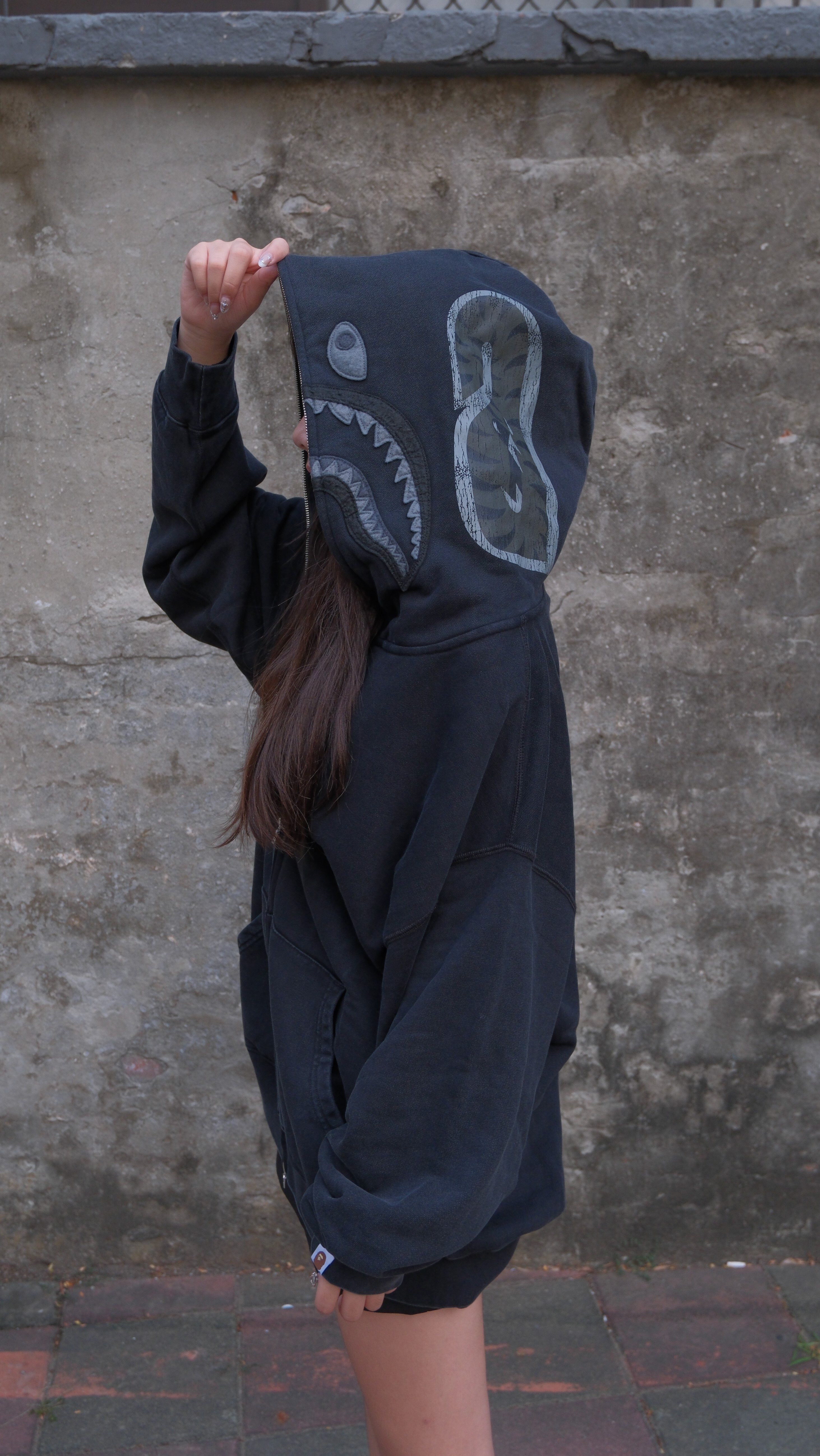 BAPE SS26 Garment Dye Shark Full Zip Hoodie 做舊感 鯊魚外套 0ZXSWM306151Q