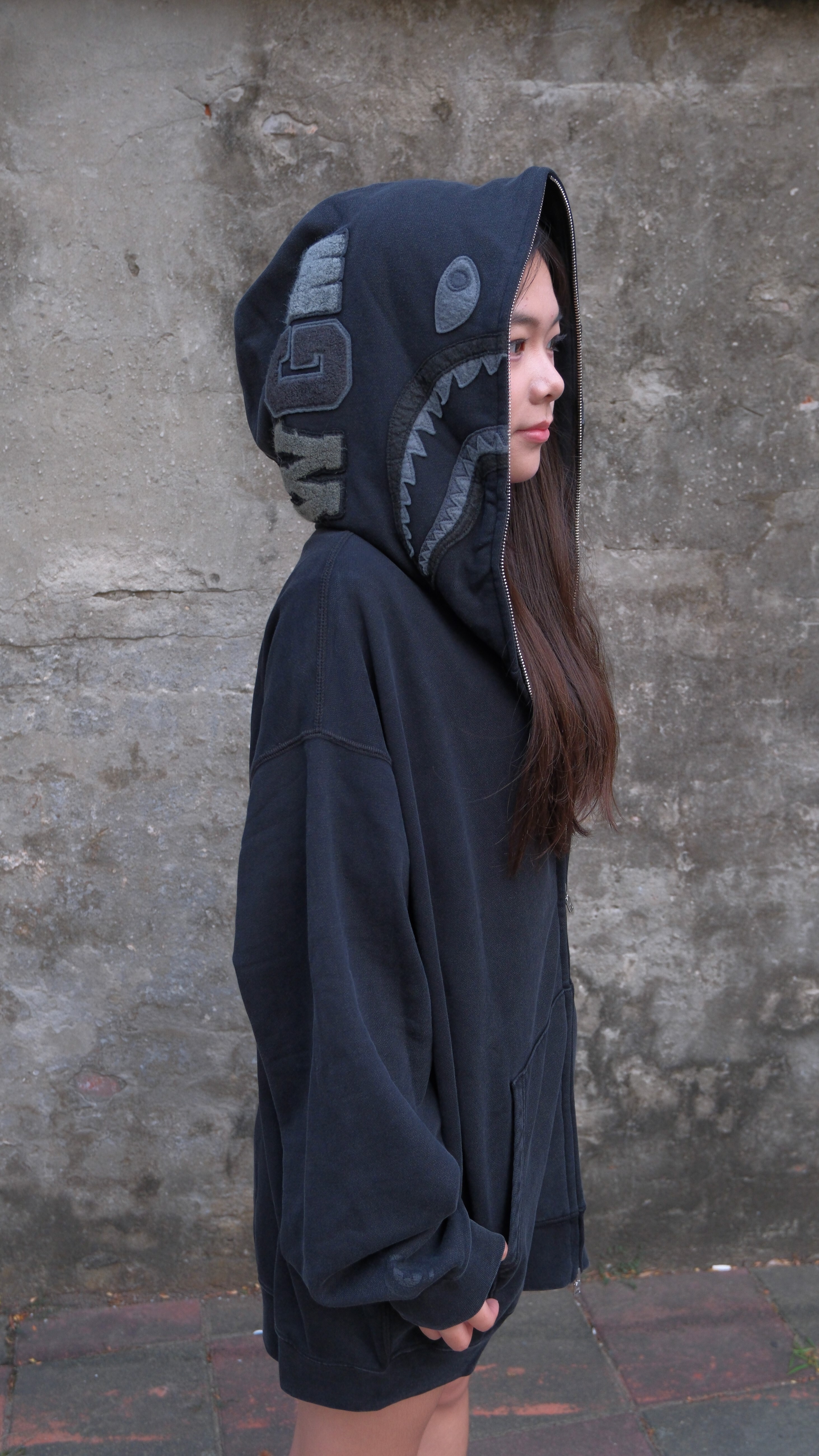 BAPE SS26 Garment Dye Shark Full Zip Hoodie 做舊感 鯊魚外套 0ZXSWM306151Q