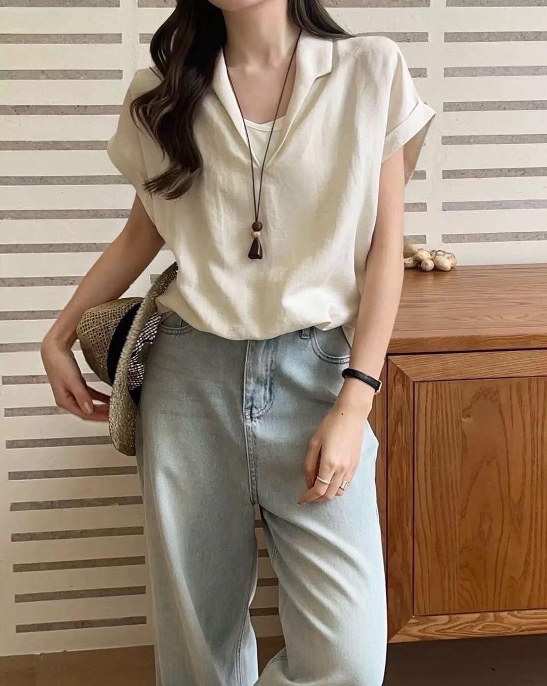 【簡約小文青假兩件棉麻襯衫】（現貨）