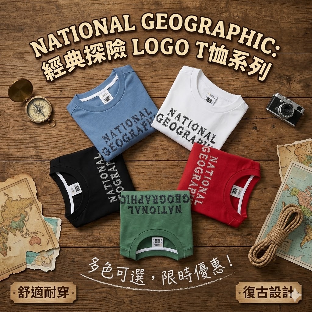 【預購】National Geographic WKR042913 手繪風 Logo短袖上衣