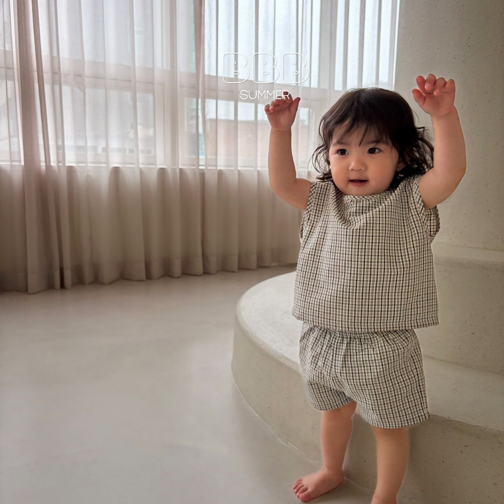 正韓夏bella_bambina 無印小格紋套裝
