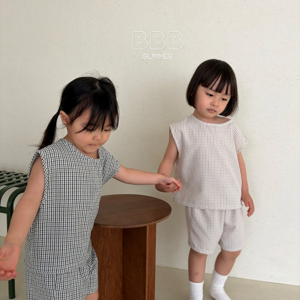 正韓夏bella_bambina 無印小格紋套裝