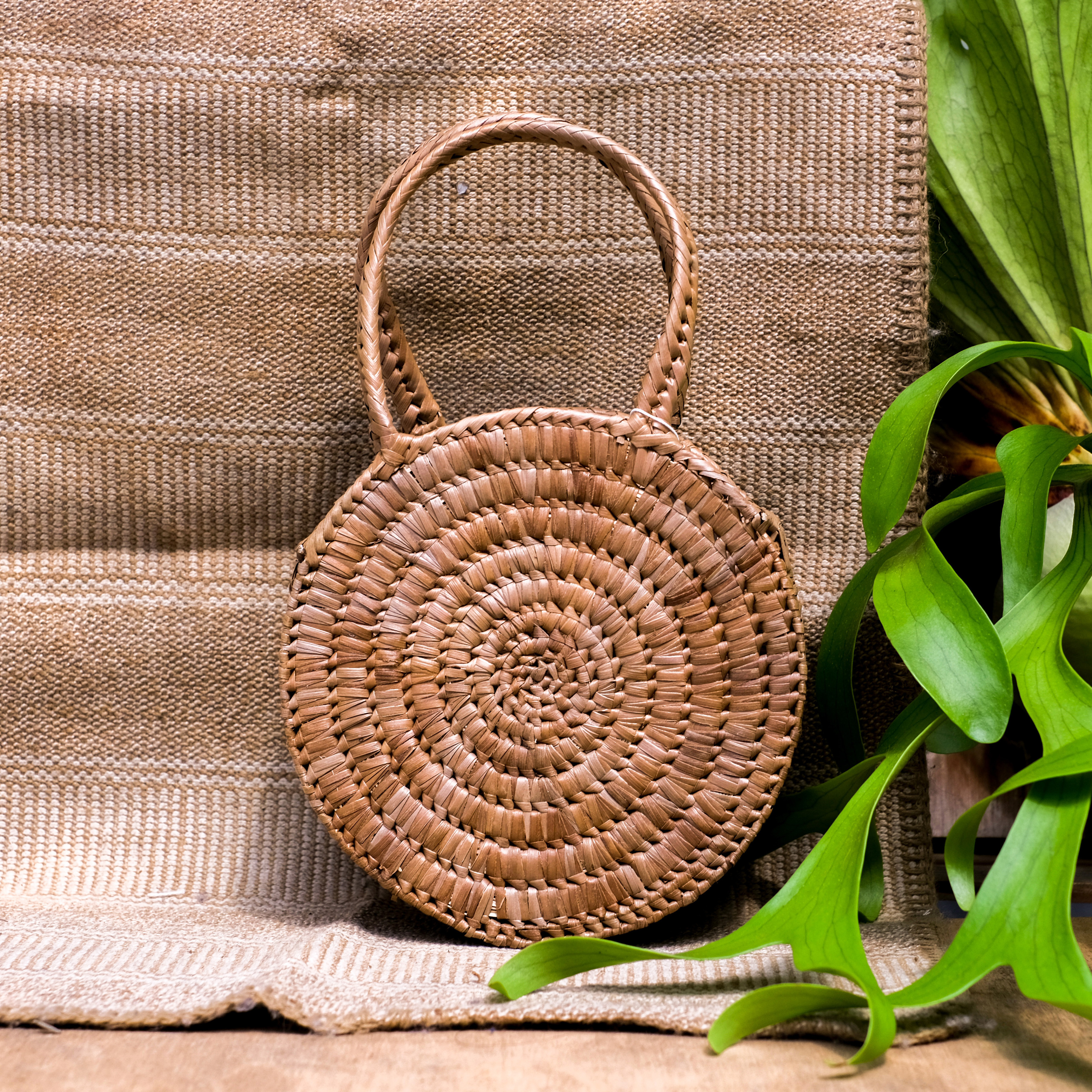 馬雅草編工藝｜圓提袋 － Chimal 小｜瓜地馬拉