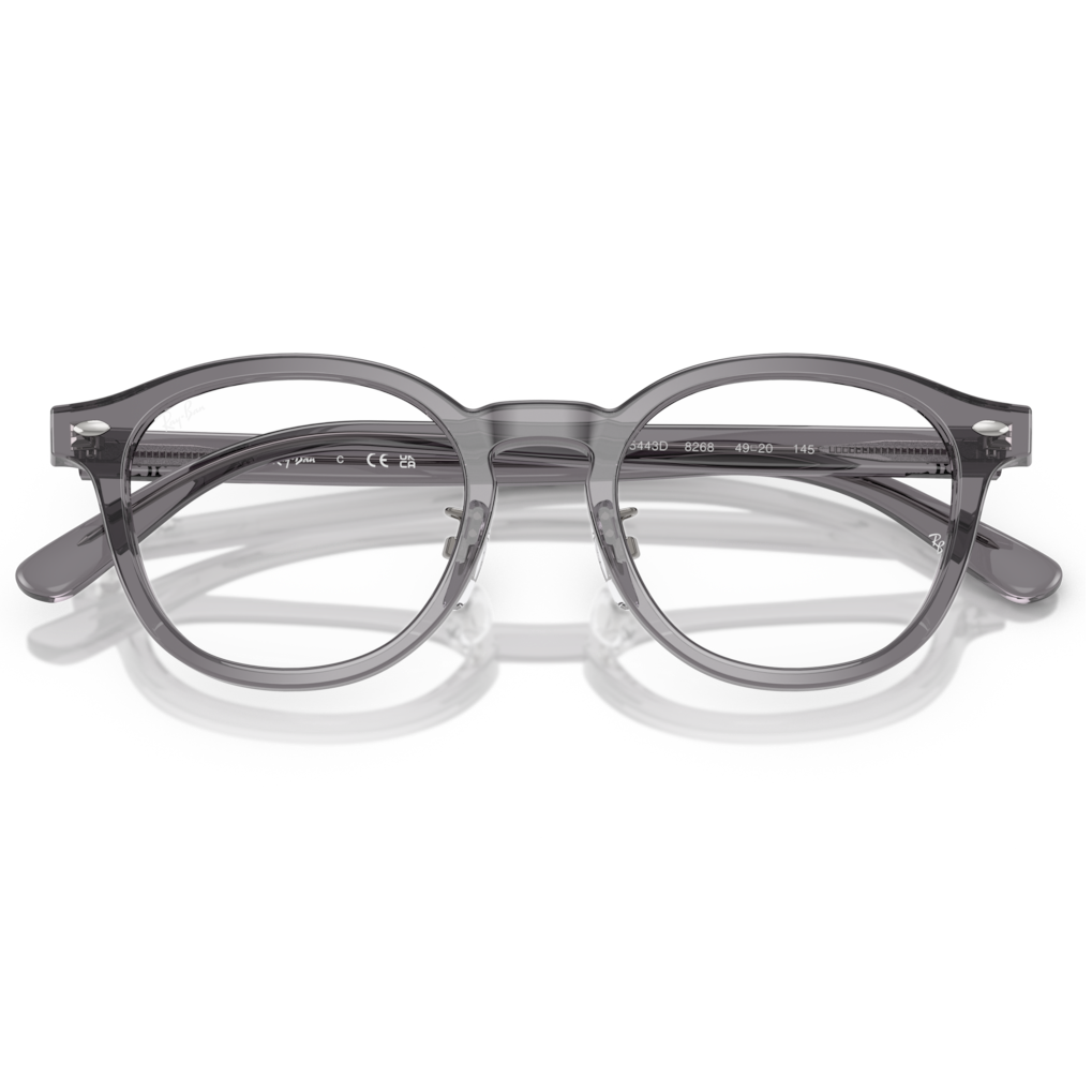 【RayBan】RB5443D 8268-49mm 圓框光學眼鏡(透明灰色)♣