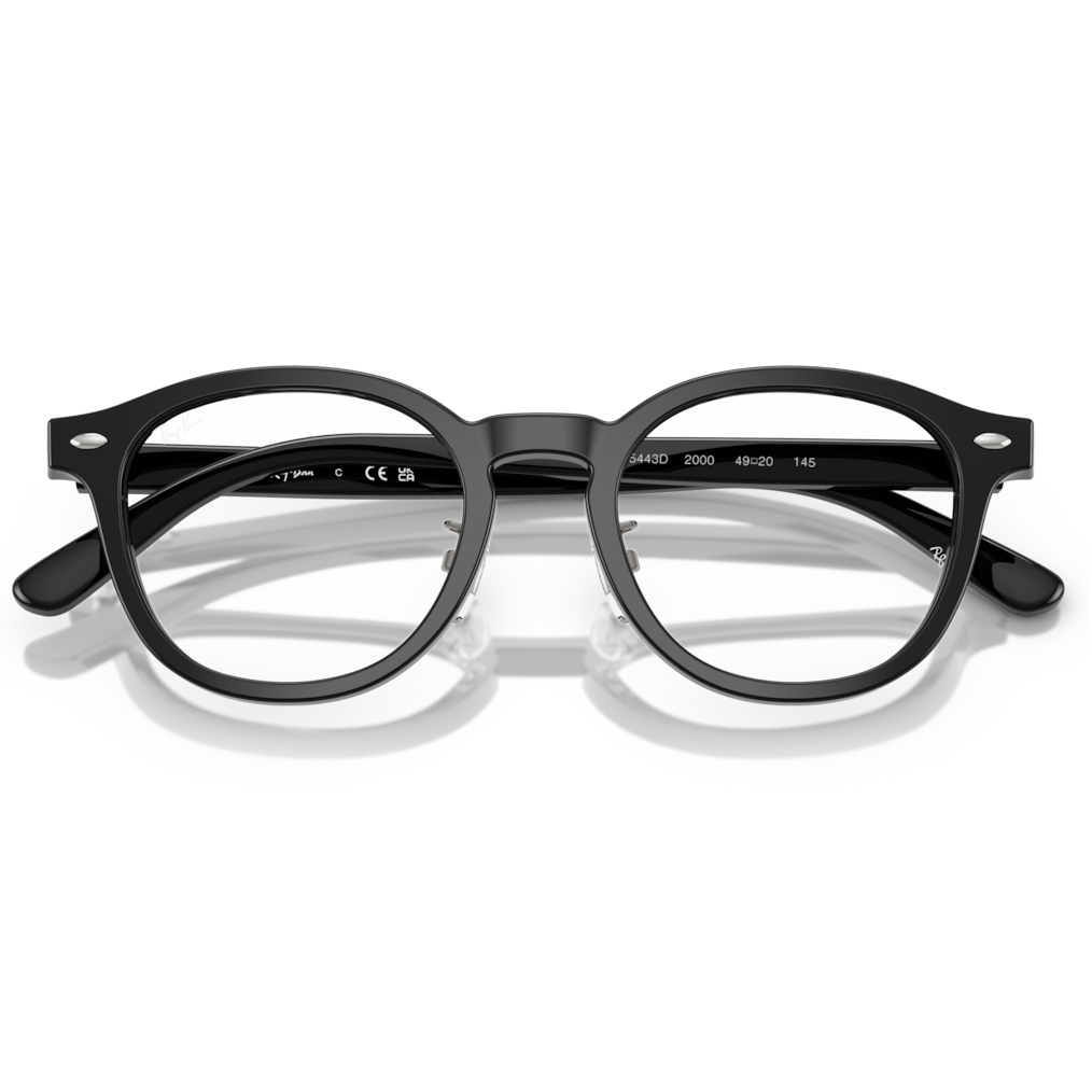 【RayBan】RB5443D 2000-49mm 圓框光學眼鏡(黑色)♣