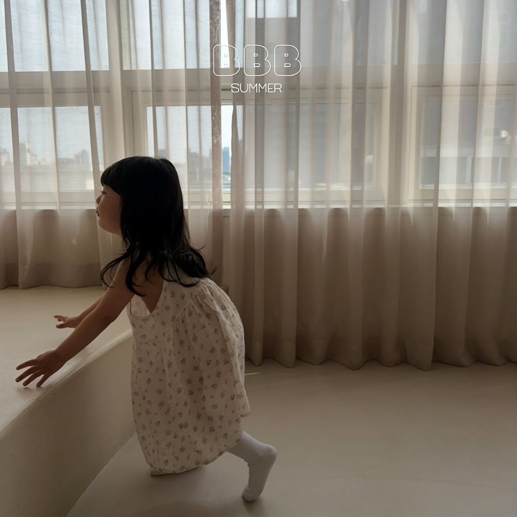 正韓夏bella_bambina 奶油花束吊帶洋裝