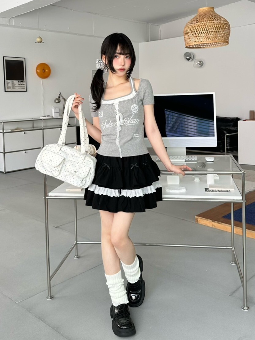 躲在雲朵裡 多層次拼接蛋糕短裙