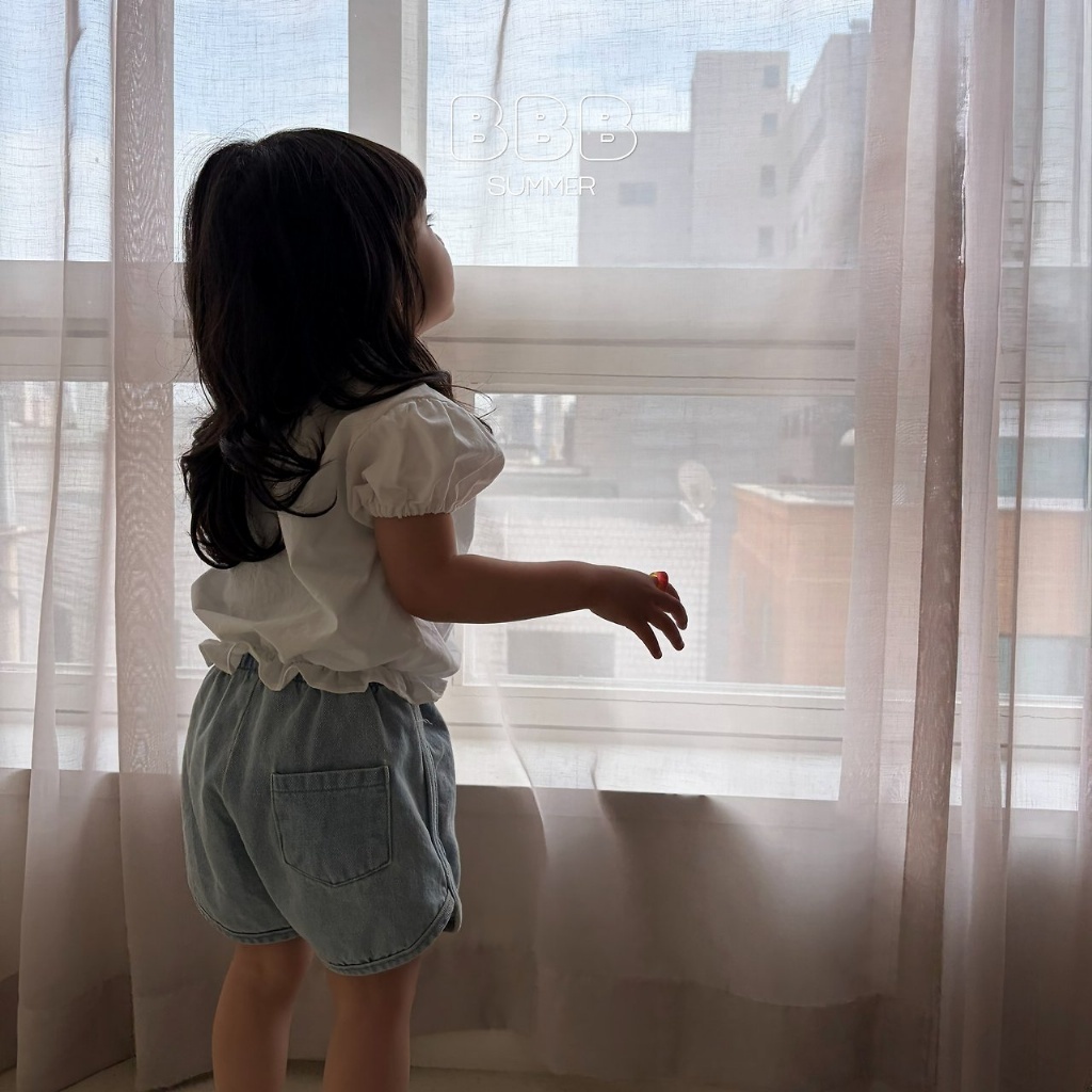 正韓夏bella_bambina 花邊領鈕扣上衣