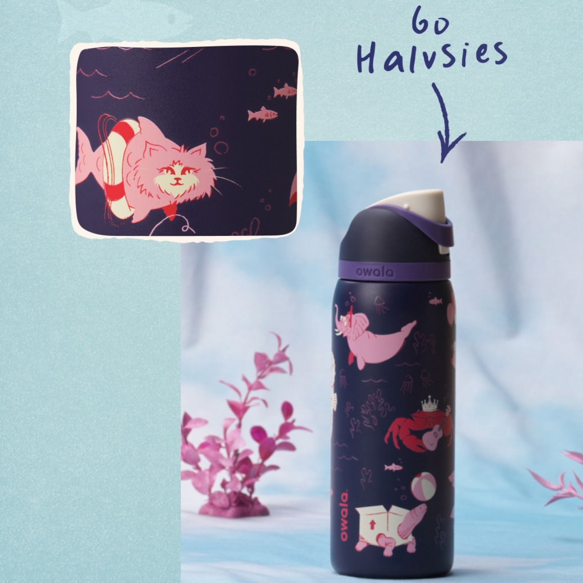 Owala FreeSip不鏽鋼水瓶 32oz - Go Halvsies