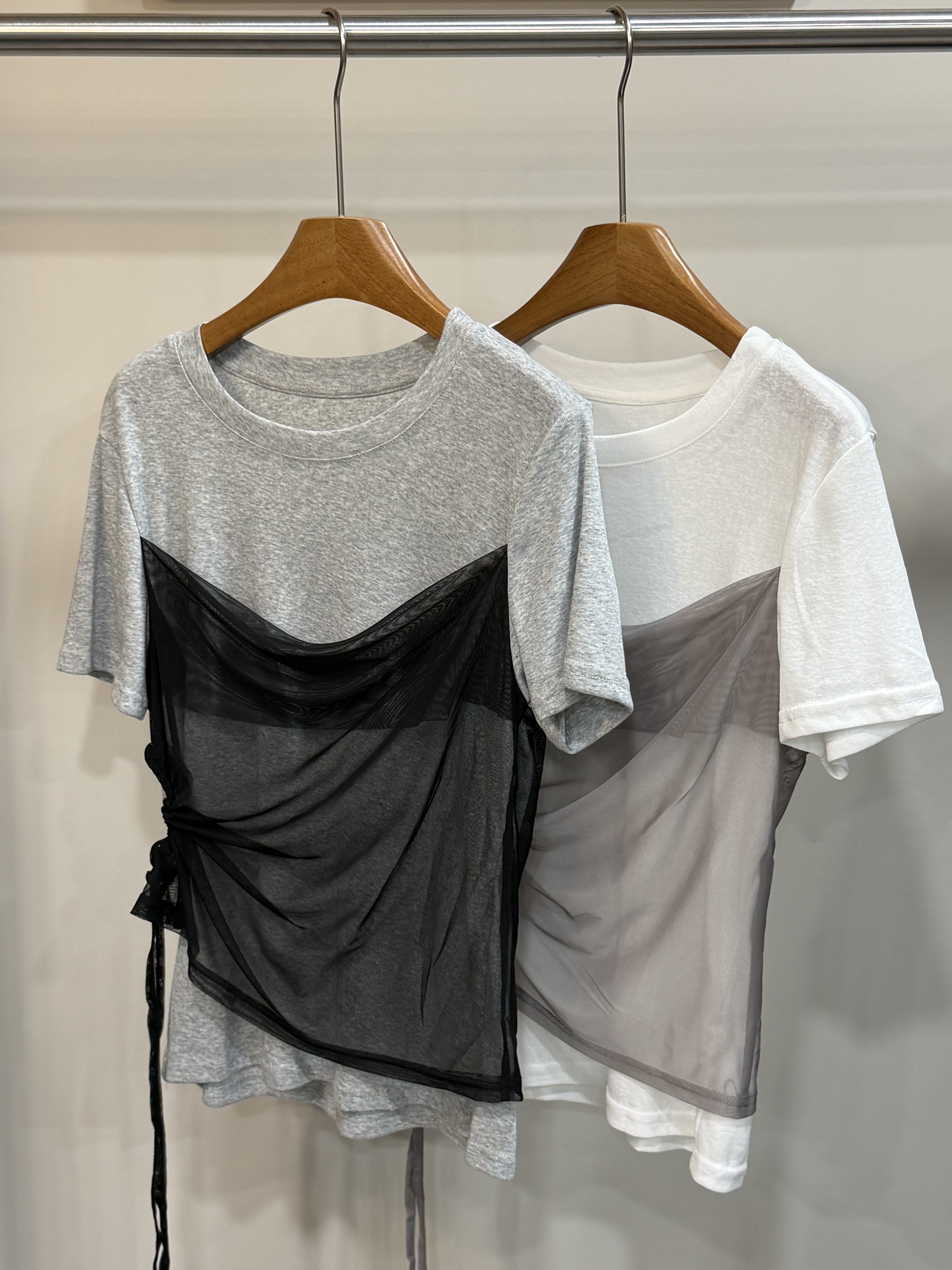 W00223棉拼網紗上衣