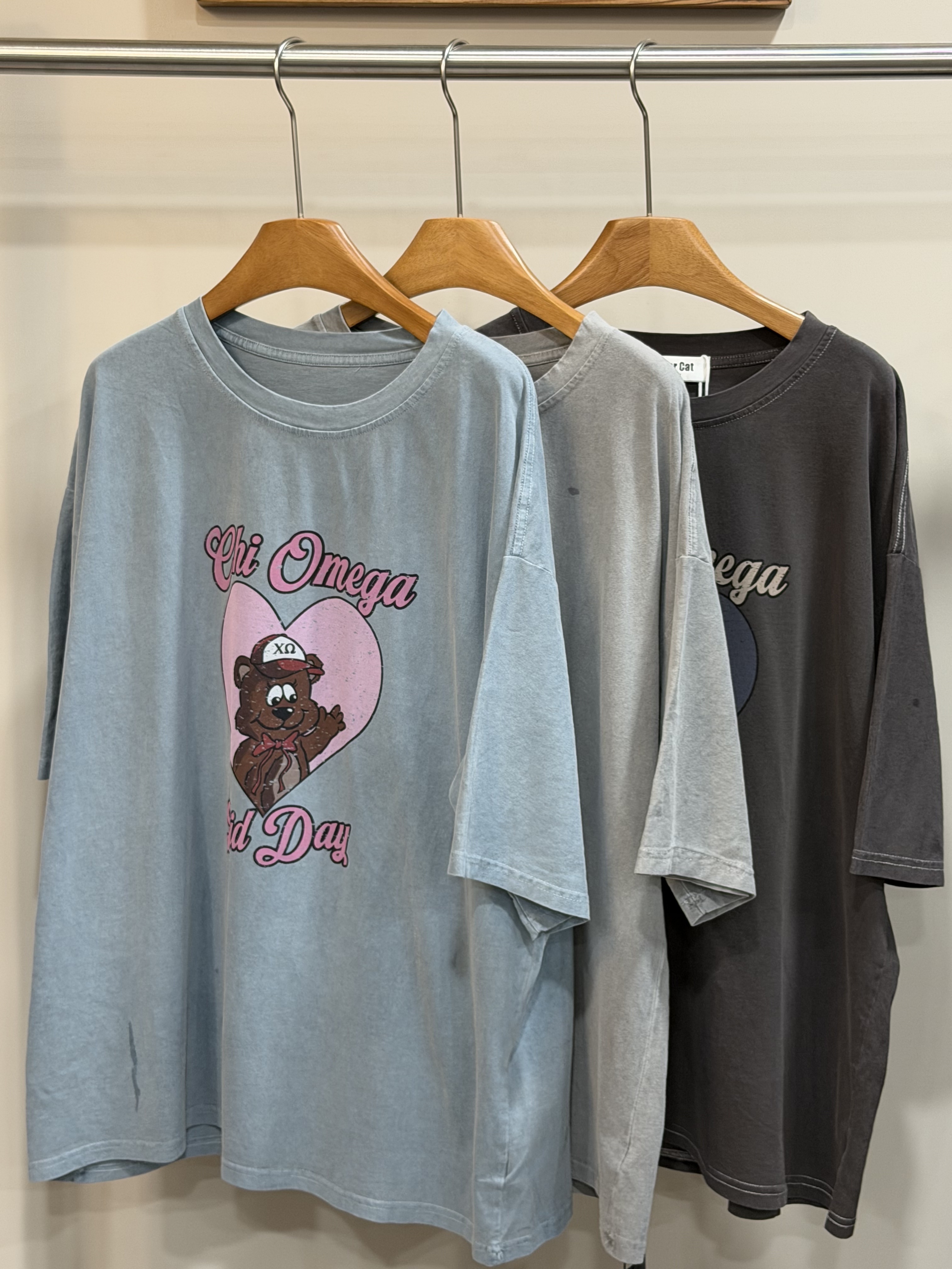 W00224愛心小熊水洗色寬鬆版上衣