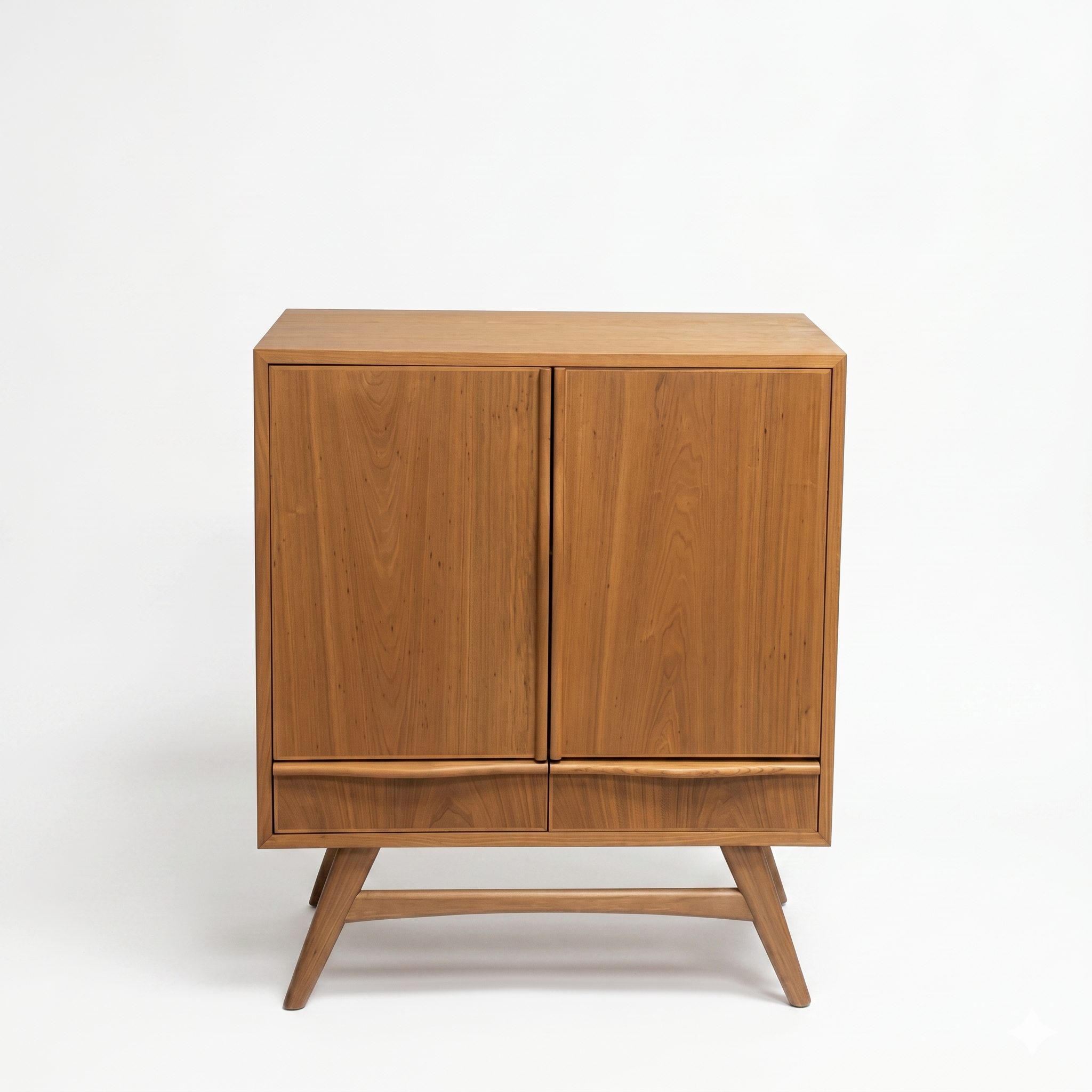 暖心胡桃色｜大容量雙門雙抽實木收納櫃