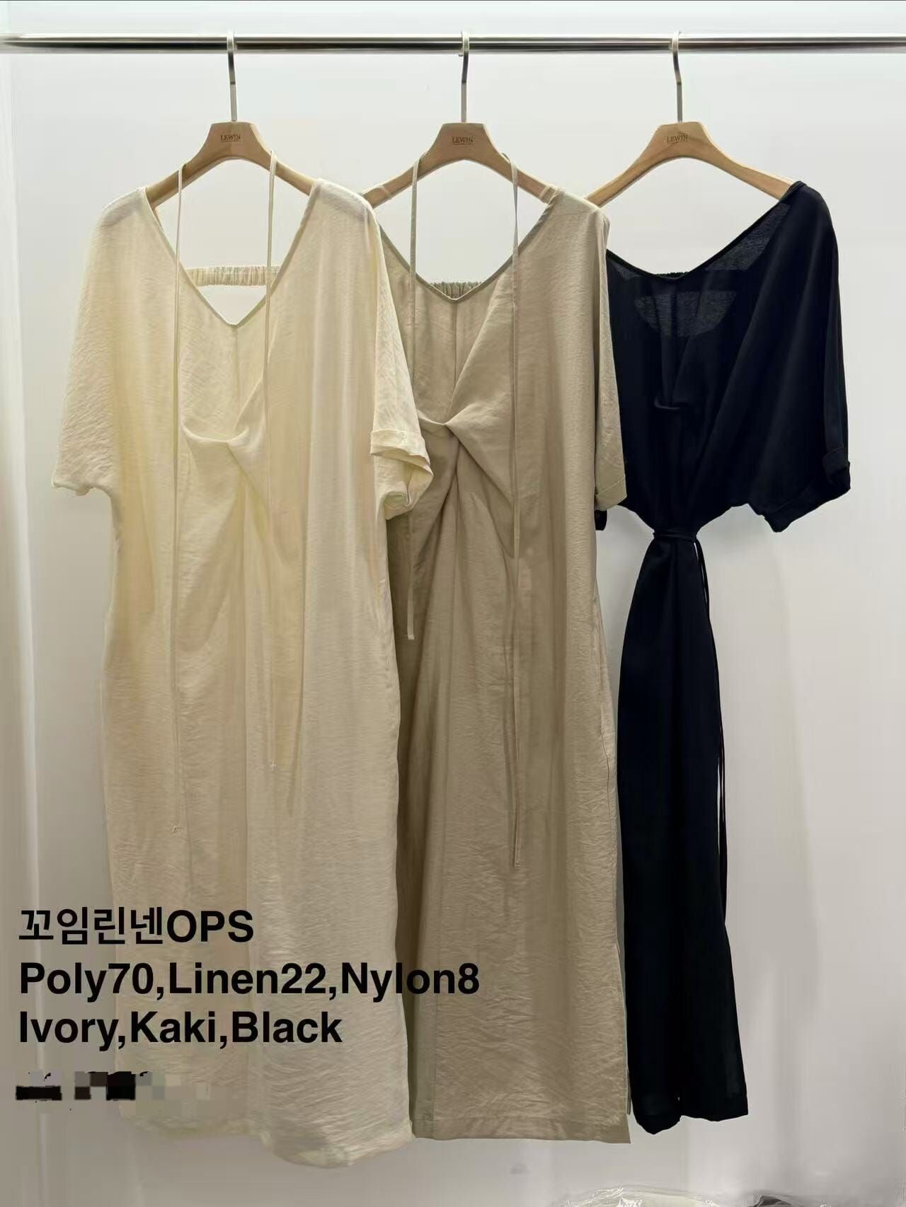 LW6110 扭結設計亞麻連身裙