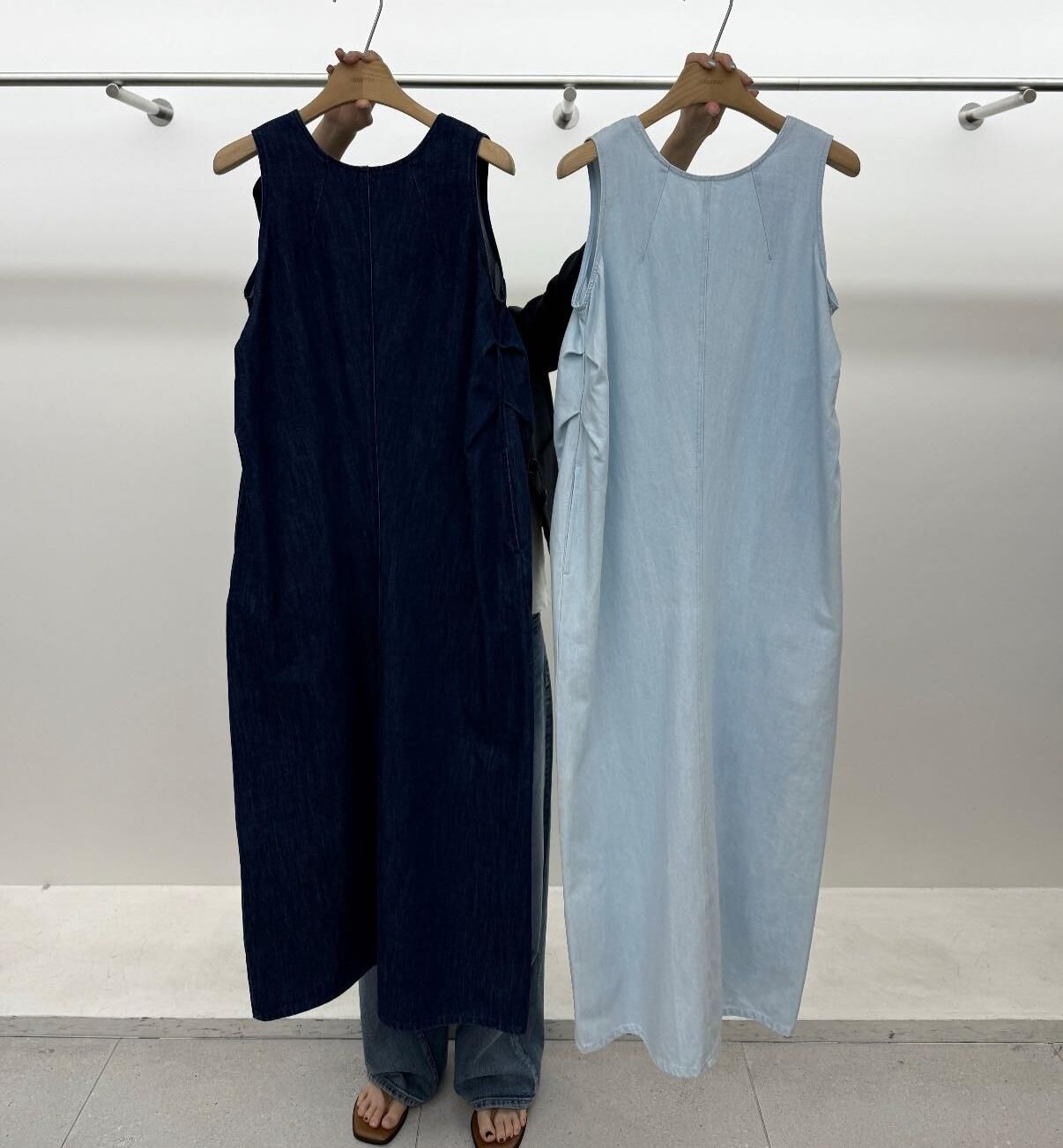 TG6114 側抓皺連身長裙