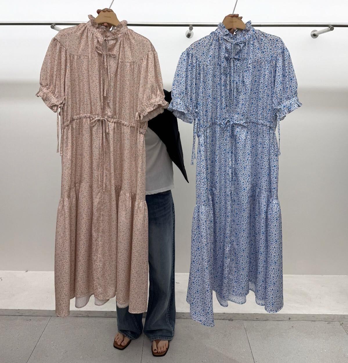 TG6118 油畫風抽繩連身裙