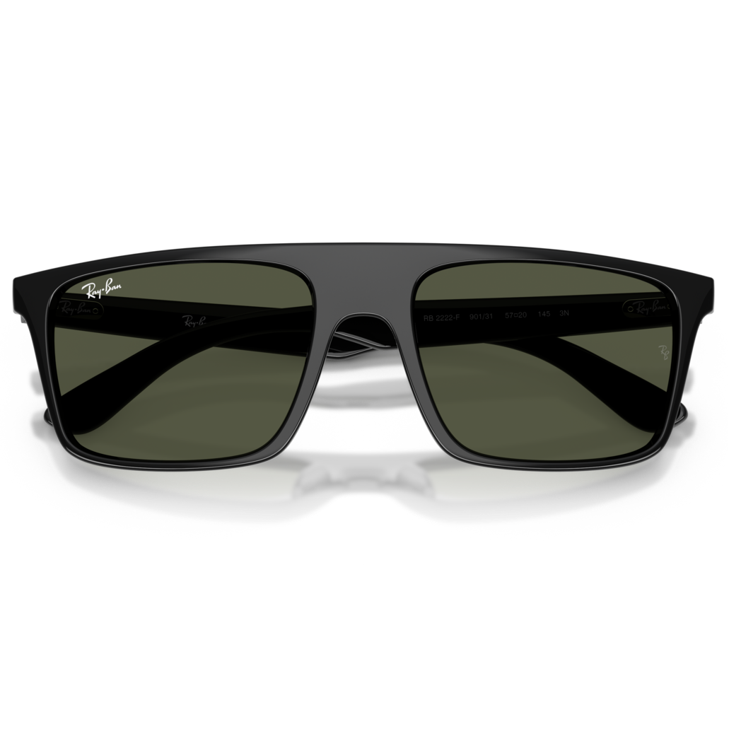 【RayBan】RB2222F 901/31-57mm 太陽眼鏡(黑色|綠色)