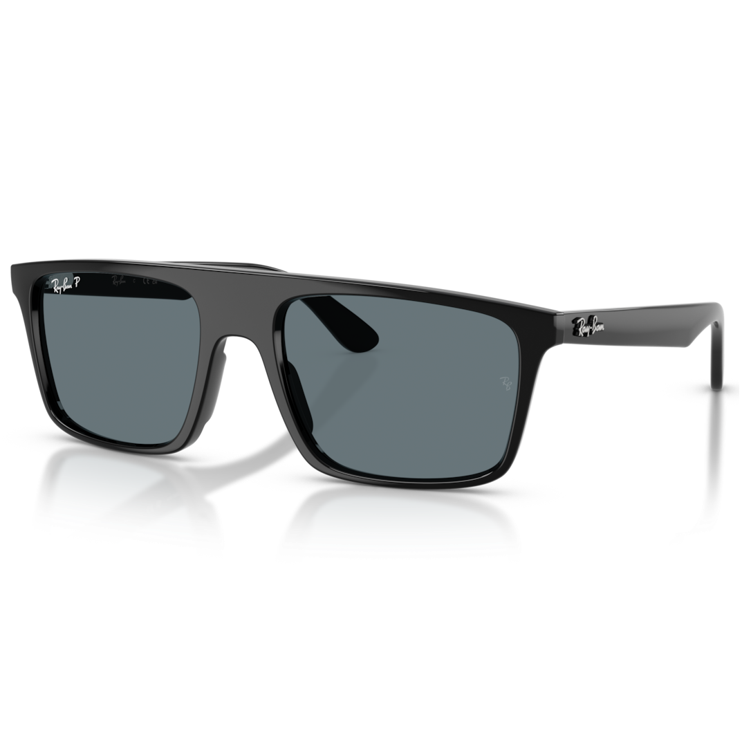 【RayBan】RB2222F 901/3R-57mm 太陽眼鏡(黑色|偏光深藍色)
