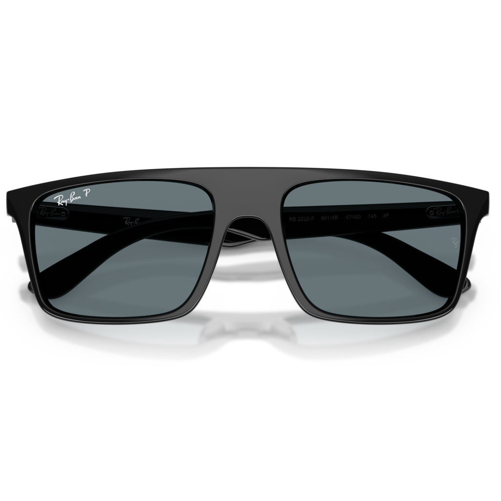 【RayBan】RB2222F 901/3R-57mm 太陽眼鏡(黑色|偏光深藍色)