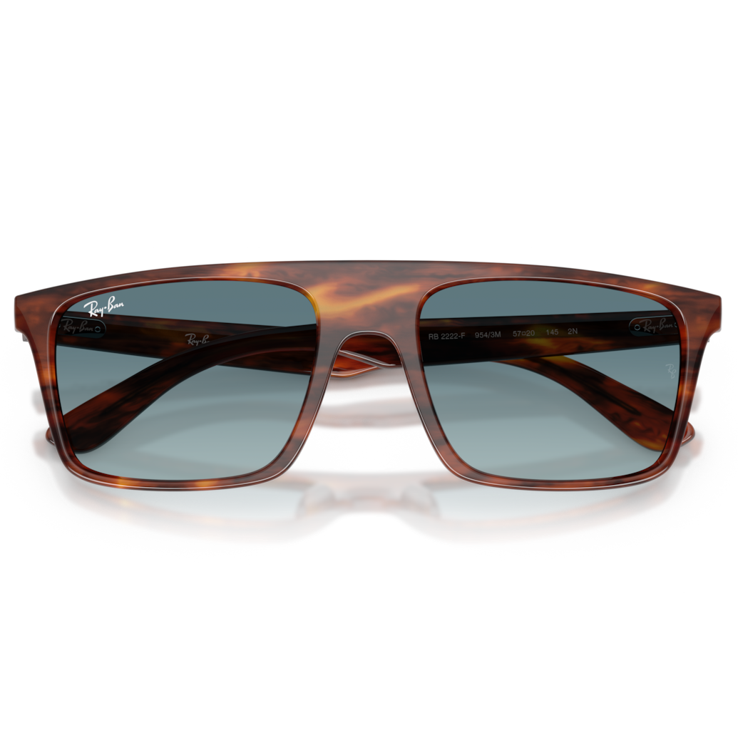 【RayBan】RB2222F 954/3M-57mm 太陽眼鏡(條紋哈瓦那|藍色漸變灰色)