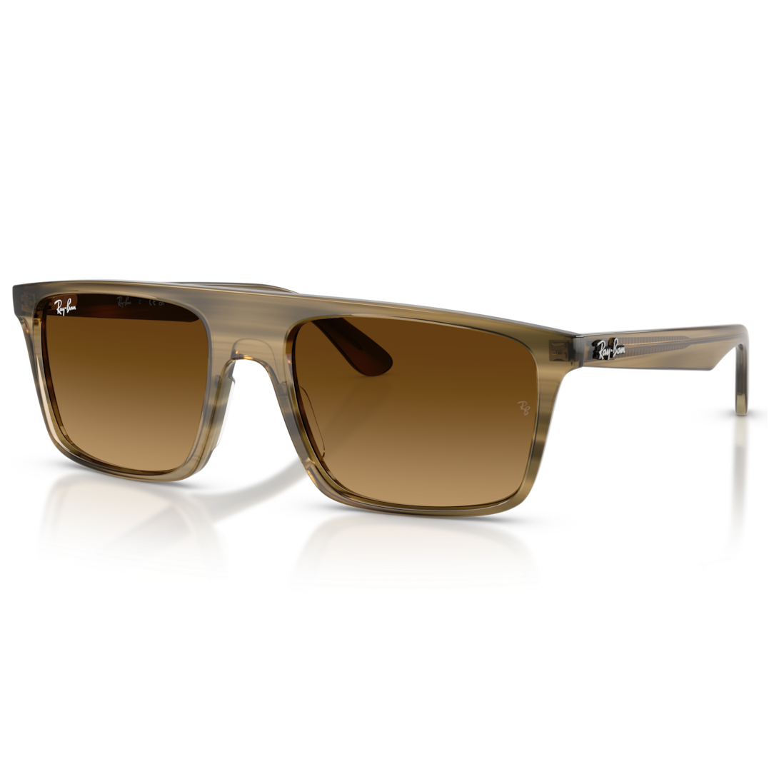 【RayBan】RB2222F 143985-57mm 太陽眼鏡(條紋綠色|漸變啡色)