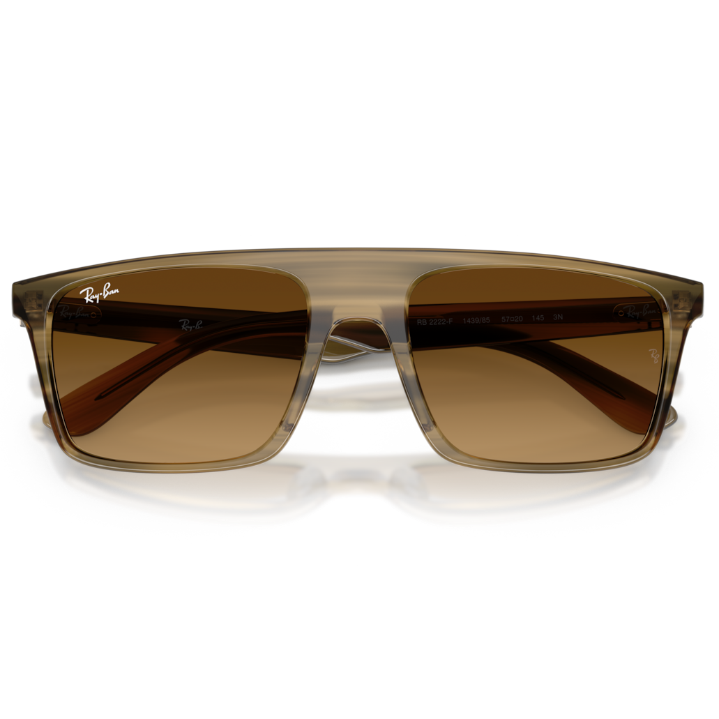 【RayBan】RB2222F 143985-57mm 太陽眼鏡(條紋綠色|漸變啡色)