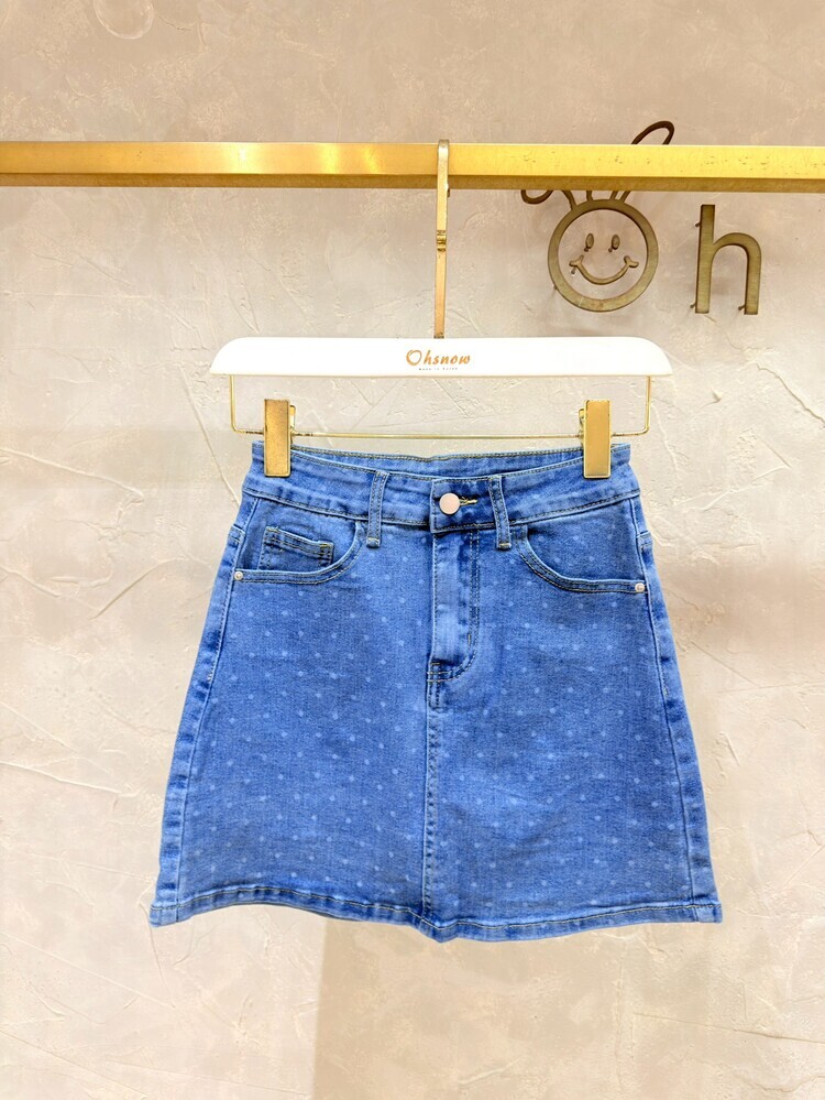 滿版點點牛仔褲裙