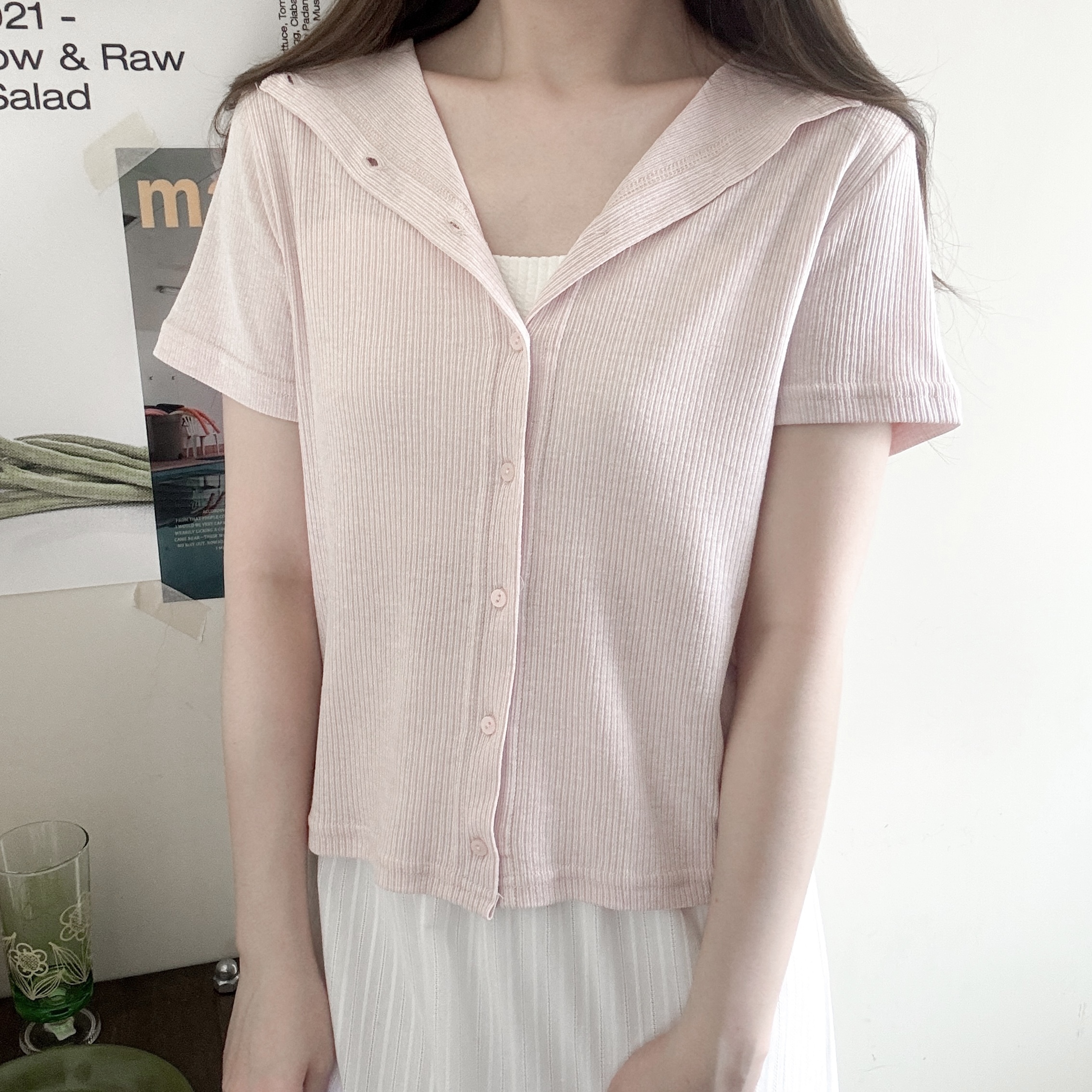 Pastel色系企領反領top