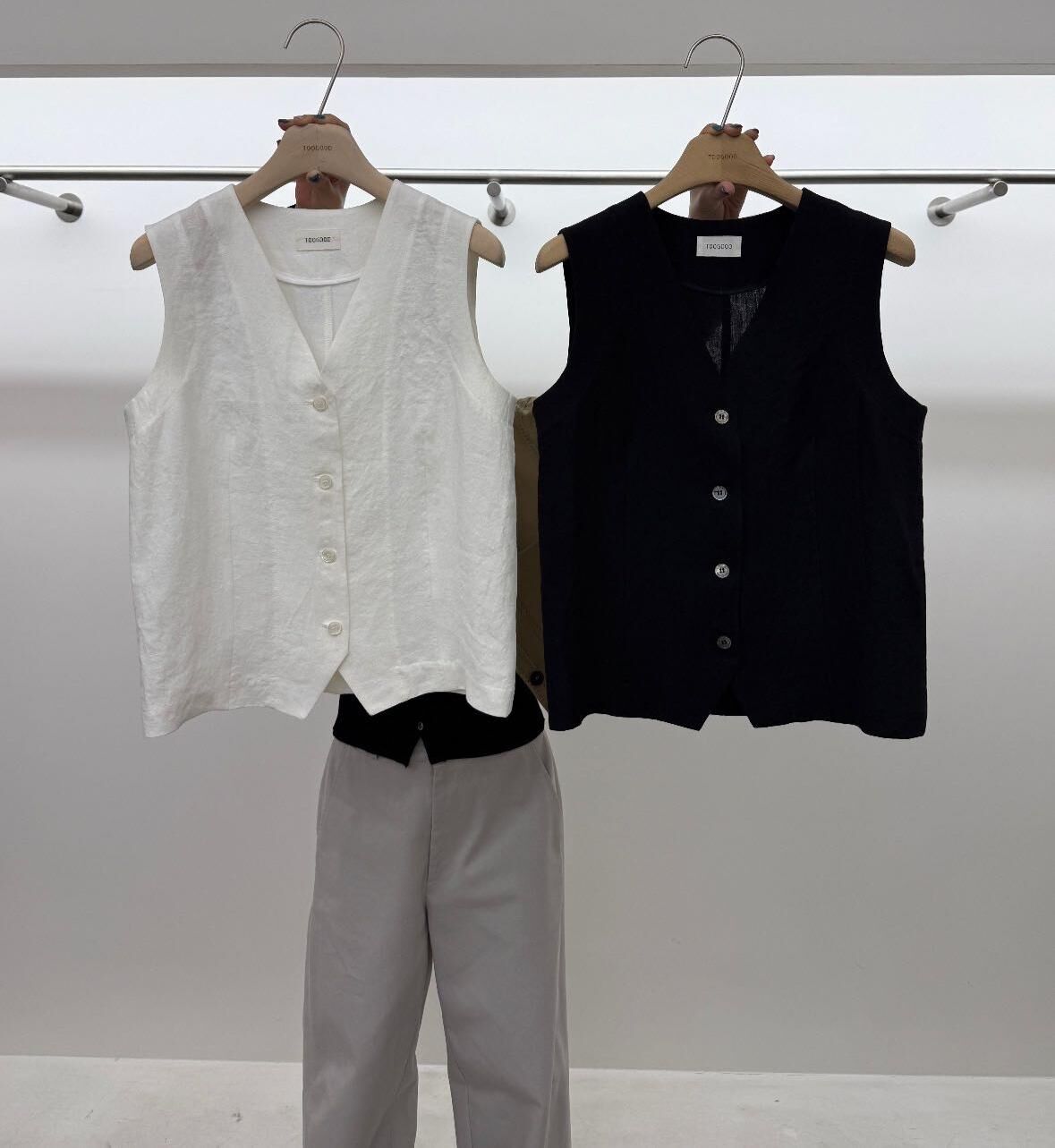 TG6138 亞麻休閒馬甲V領背心