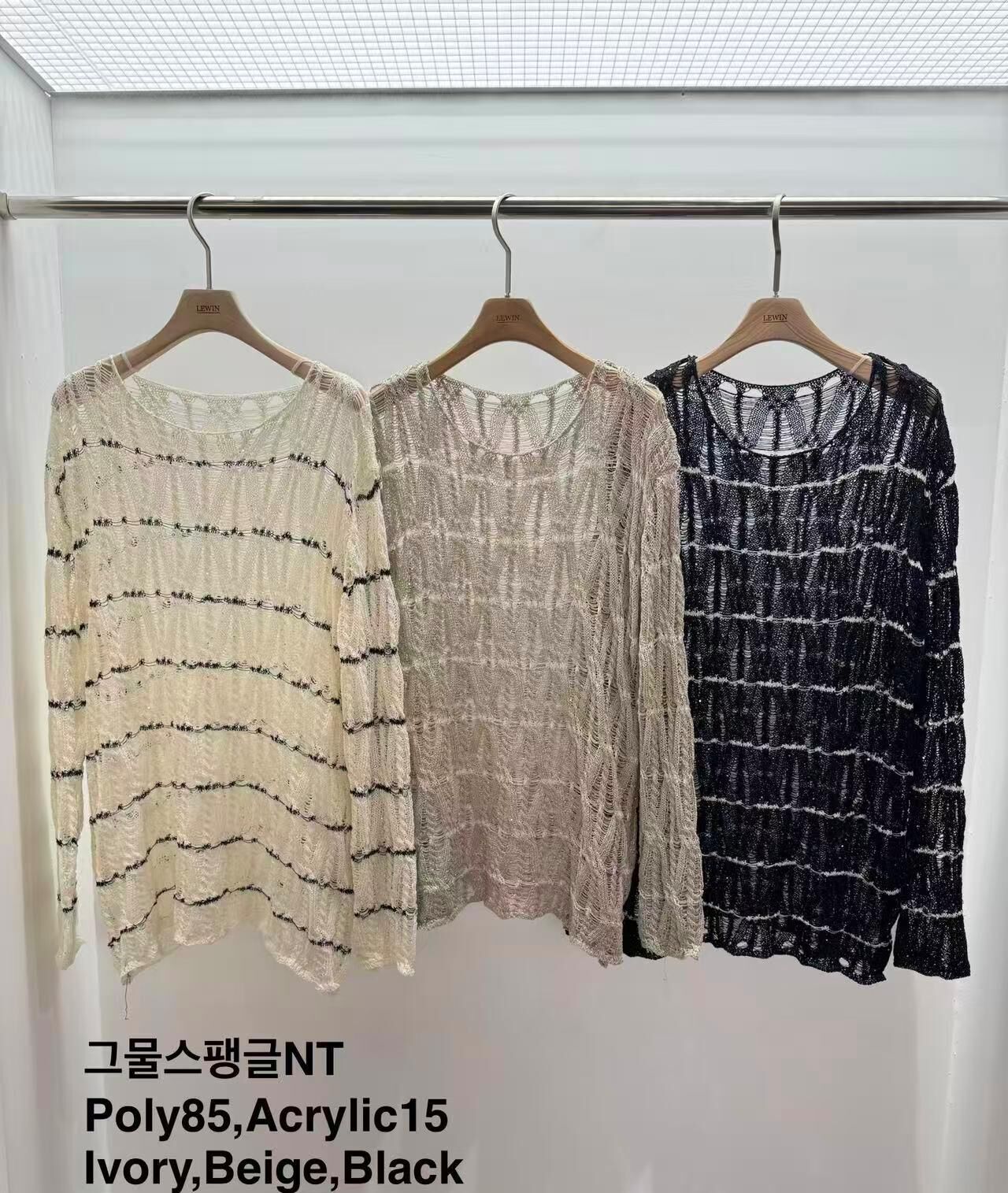LW6132 網眼亮片針織上衣