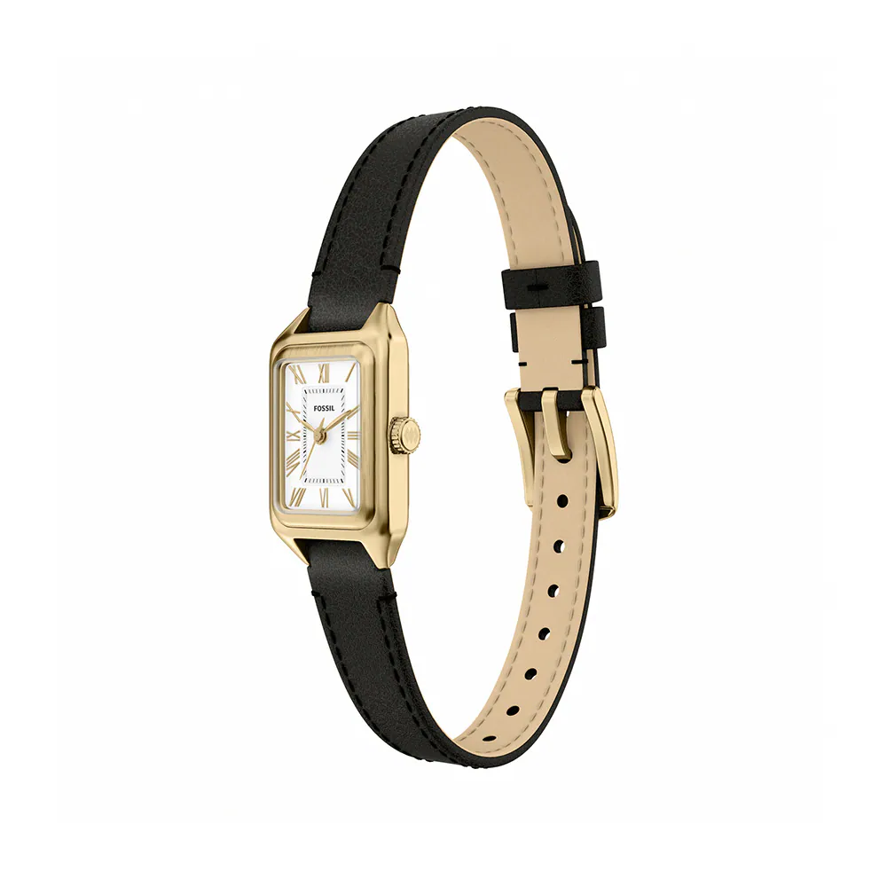 萬年鐘錶 - Fossil  Raquel  復古年華羅馬數字黑色真皮錶帶女錶 ES5470 錶徑18MM