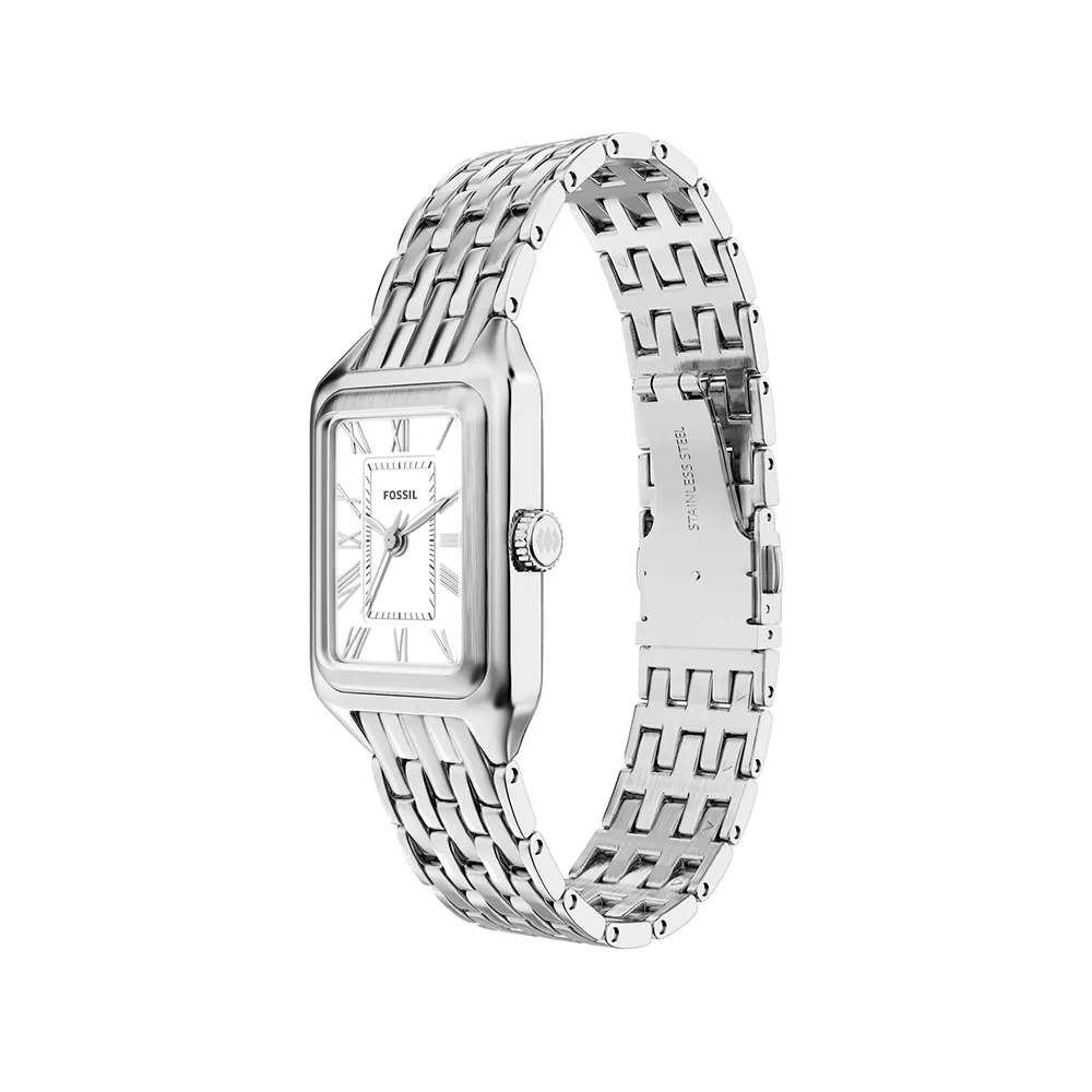 萬年鐘錶 - Fossil  Raquel 爵士女伶復古銀色不鏽鋼錶帶女錶 ES5469 錶徑18MM
