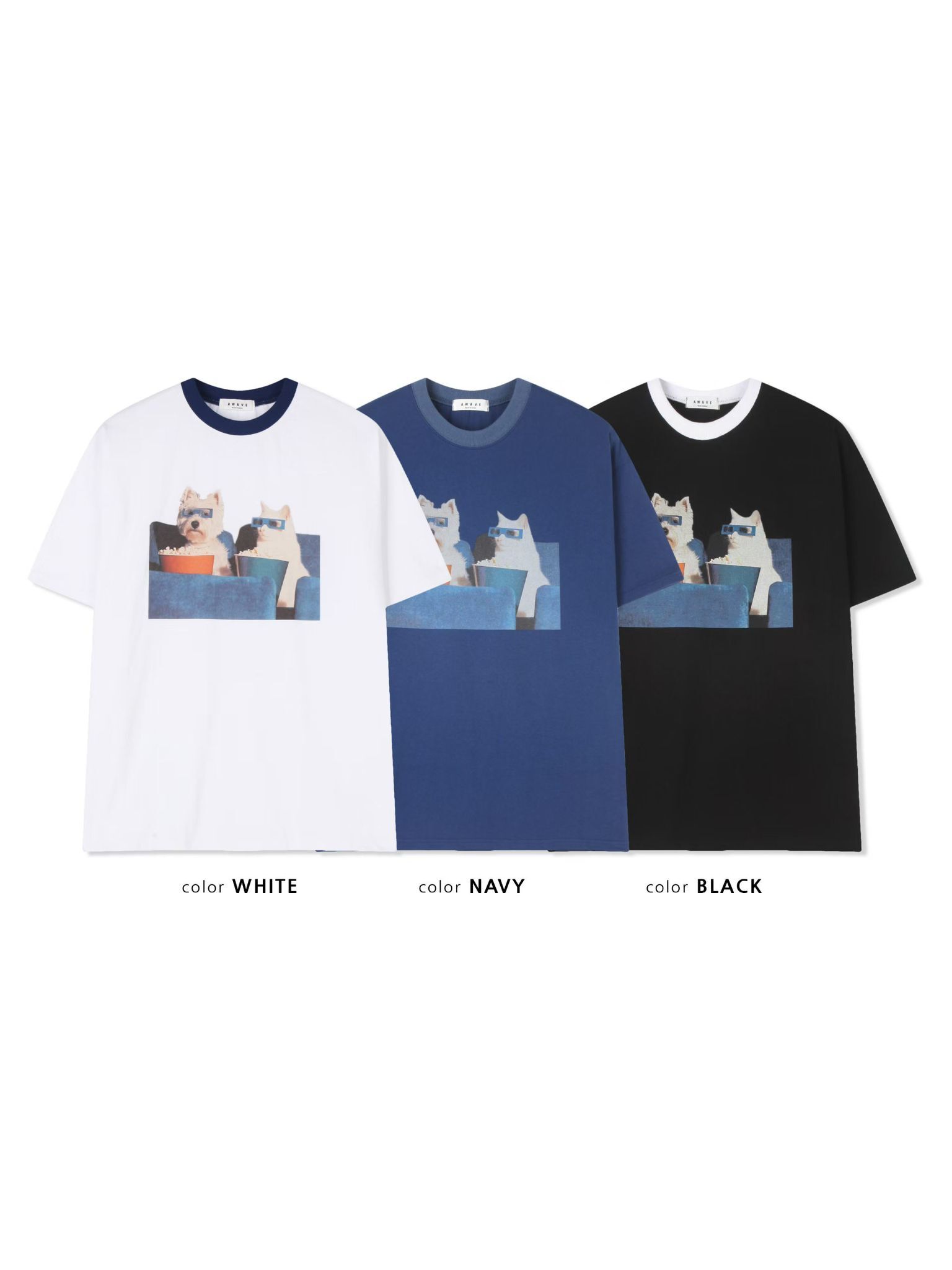 貓狗圖案短袖Tee AWAVE-007T