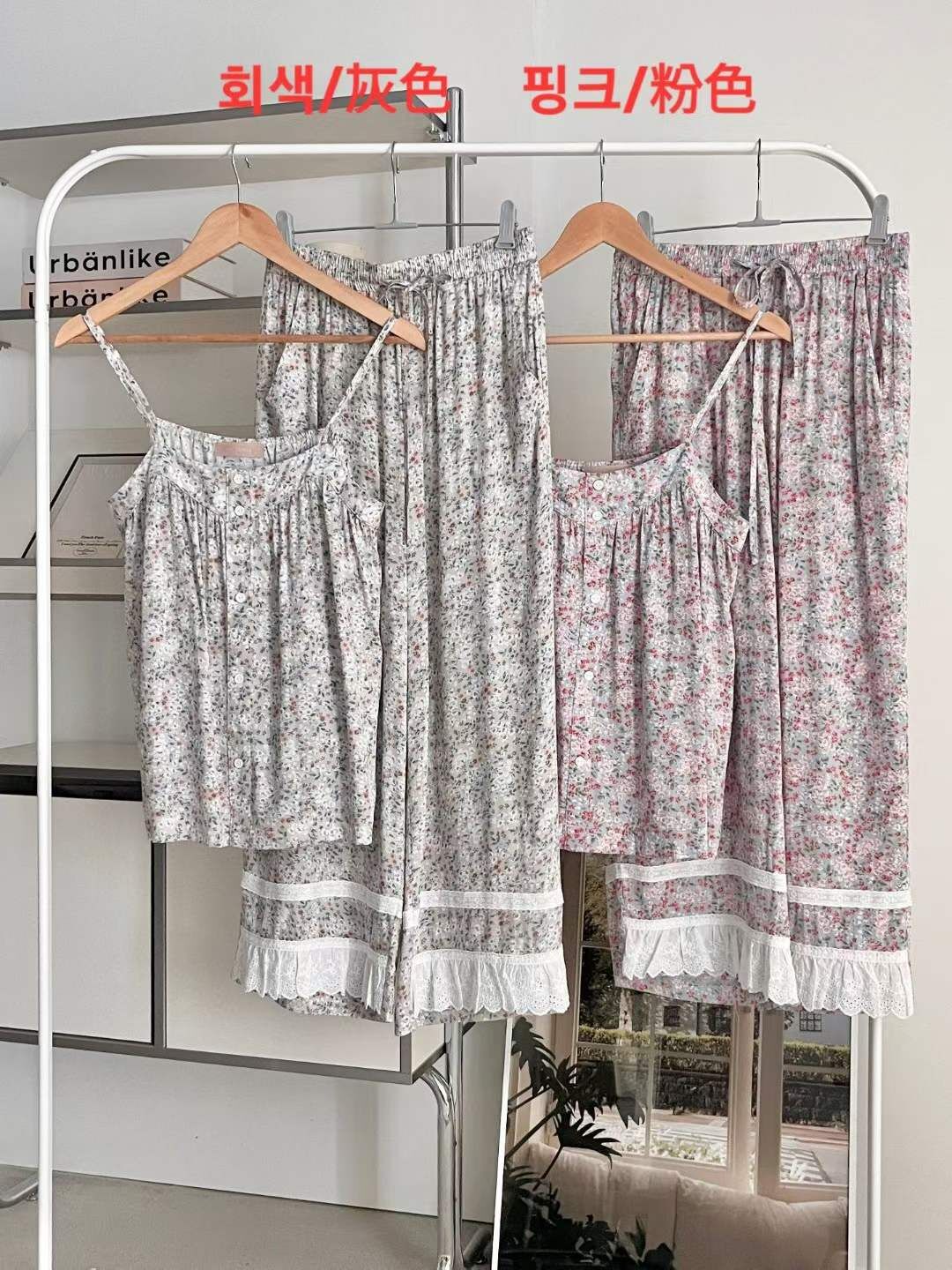 VA6108 碎花吊帶睡衣