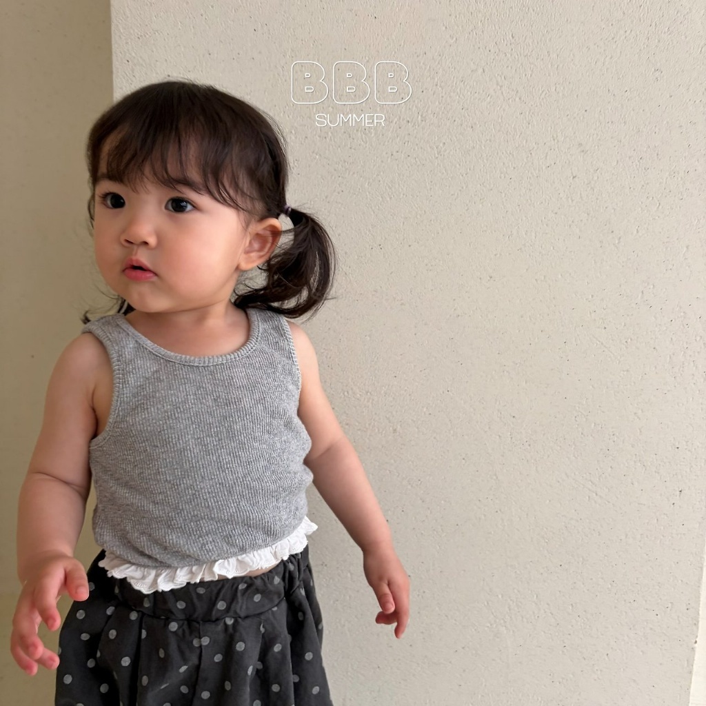 正韓夏bella_bambina 兩色米白花邊短版背心