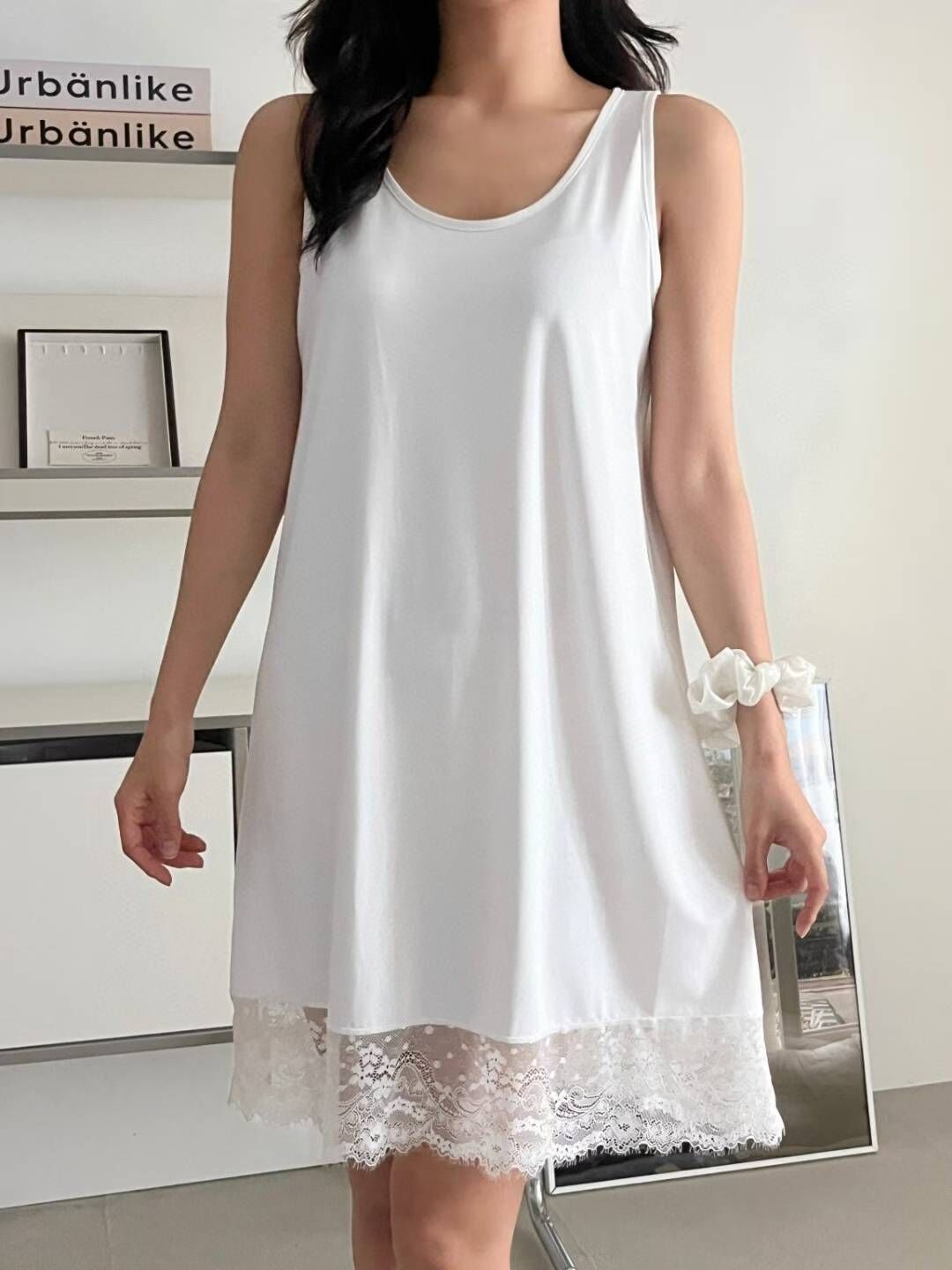 VA6110 冰絲後背交叉連身睡裙