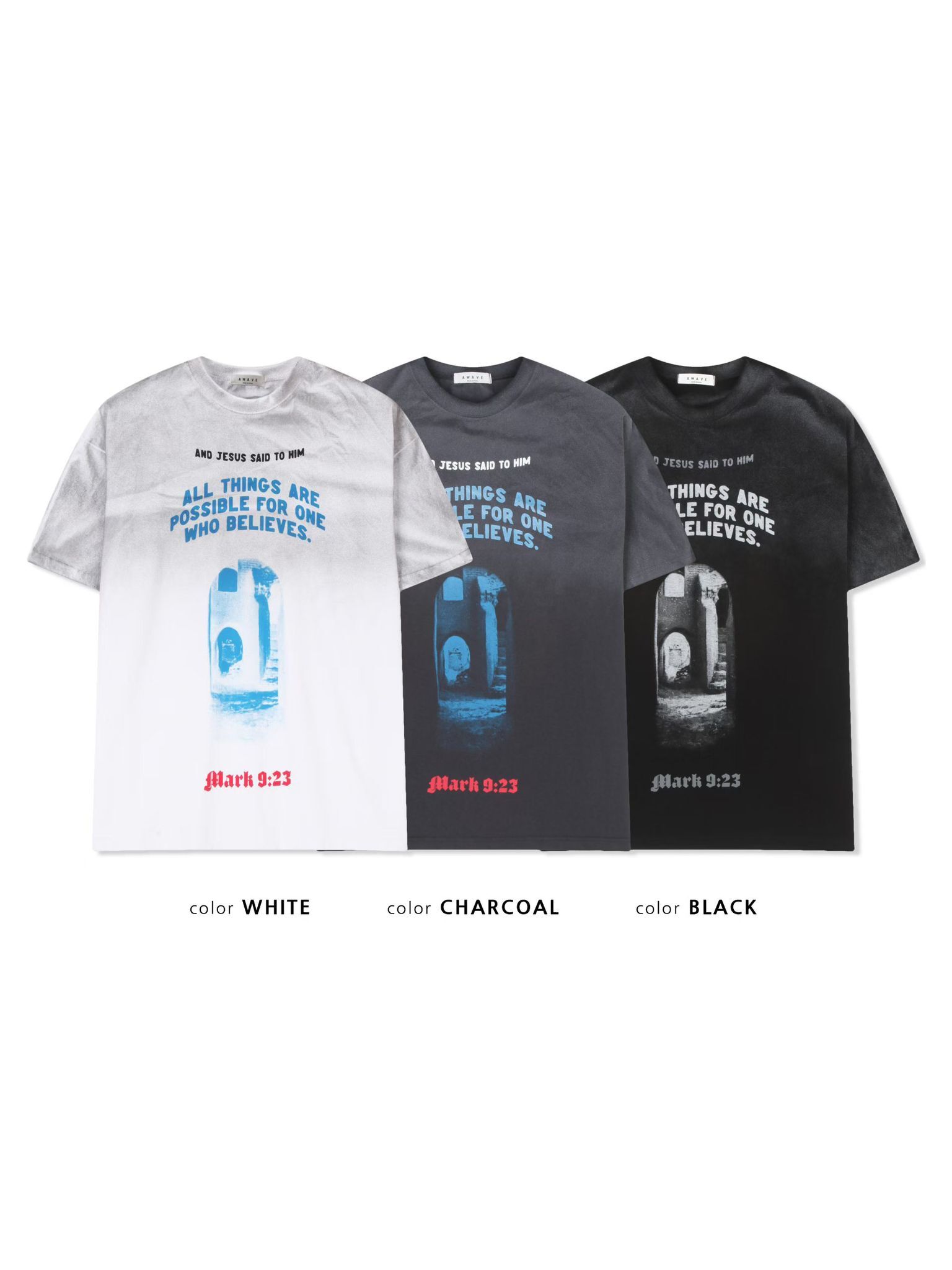 仿污英文字圖案短袖Tee AWAVE-009T