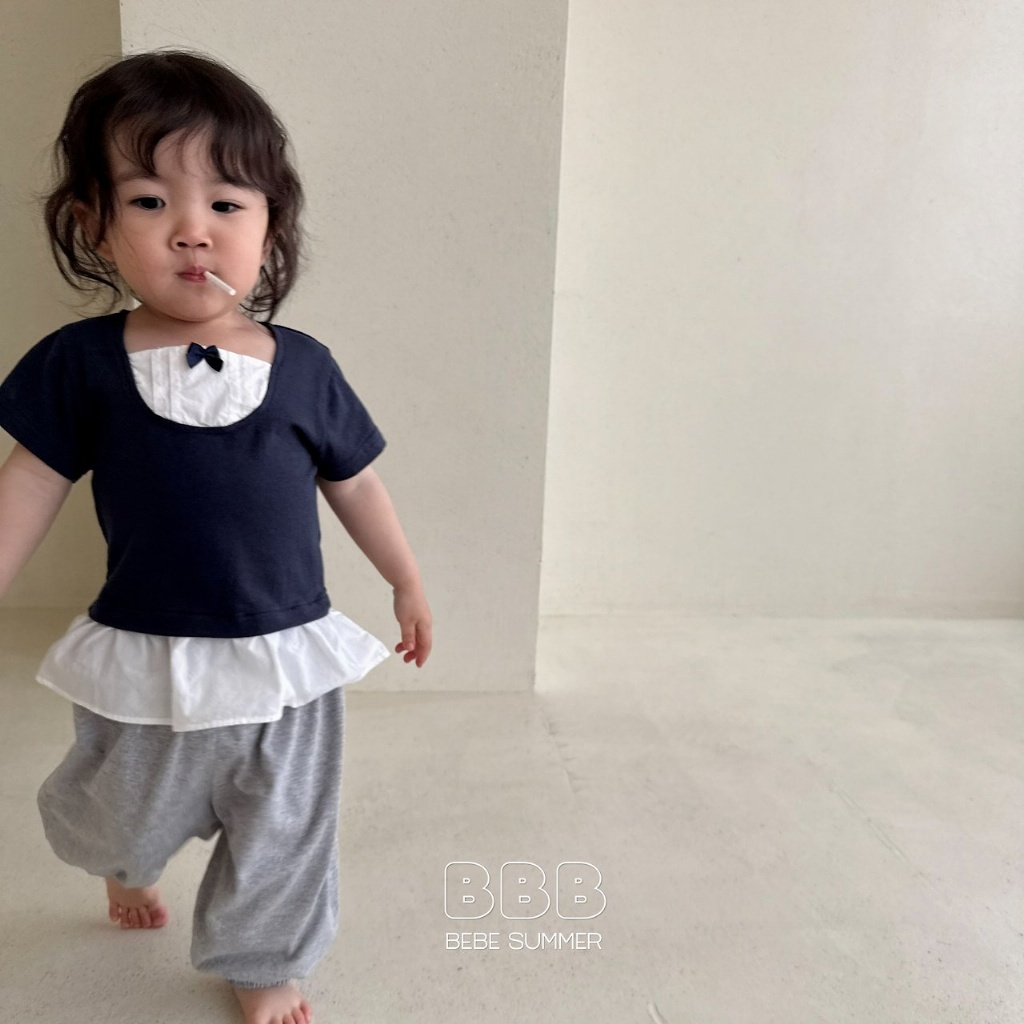 正韓夏bella_bambina 嫩嬰小童假兩件蝴蝶結上衣