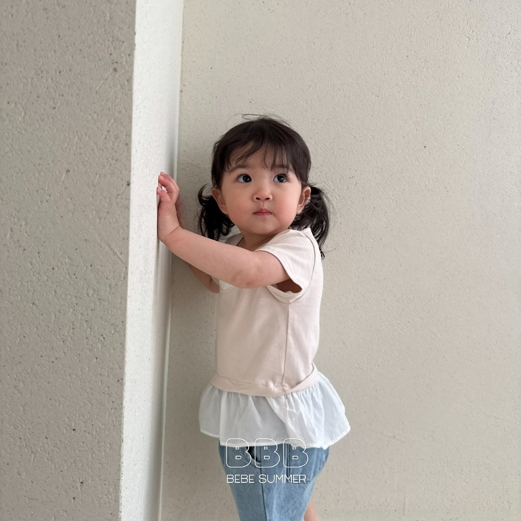 正韓夏bella_bambina 嫩嬰小童假兩件蝴蝶結上衣