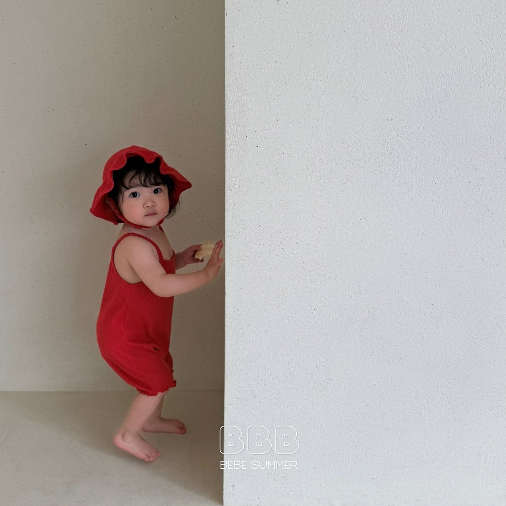 正韓夏bella_bambina 嫩嬰小童三色日常連身褲(含帽子)