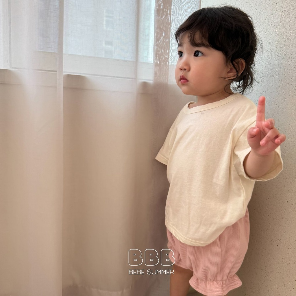 正韓夏bella_bambina 嫩嬰小童兩色花苞縮口短褲