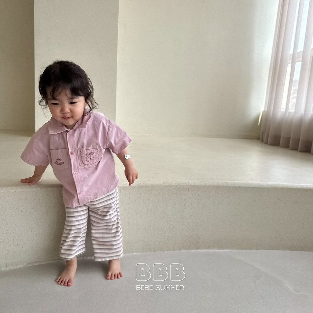 正韓夏bella_bambina 嫩嬰小童兩色刺繡櫻桃蛋糕POLO領上衣