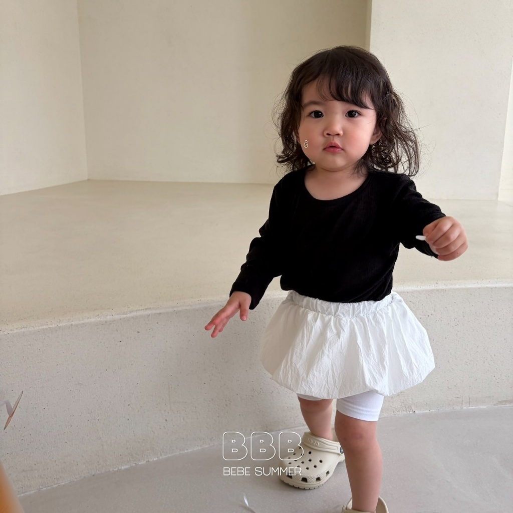 正韓夏bella_bambina 嫩嬰小童米白/熊熊假兩件褲裙