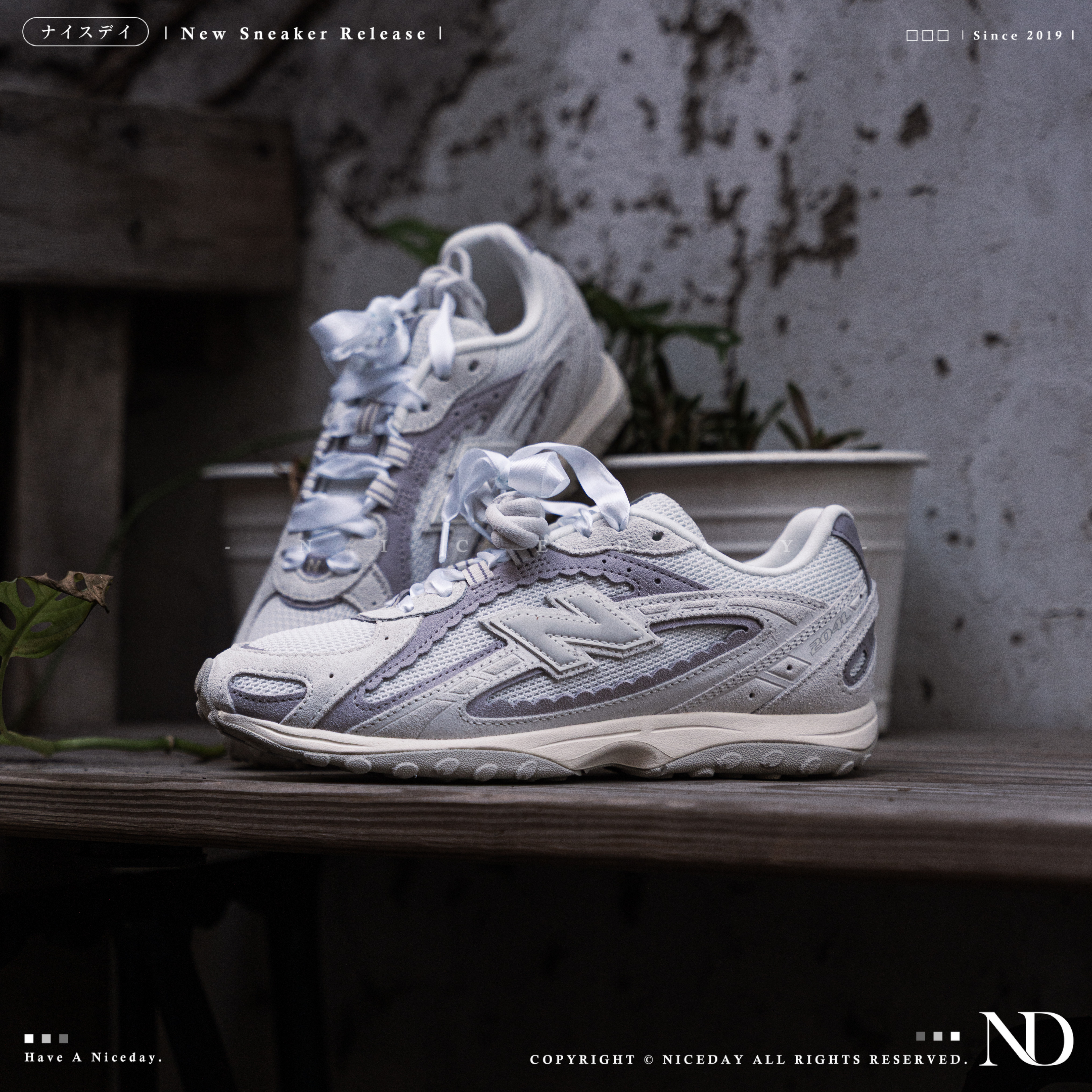 NICEDAY 現貨  NEW BALANCE 204L 淺灰紫 緞帶 花邊 雙鞋帶 復古 休閒鞋 U204L6A6