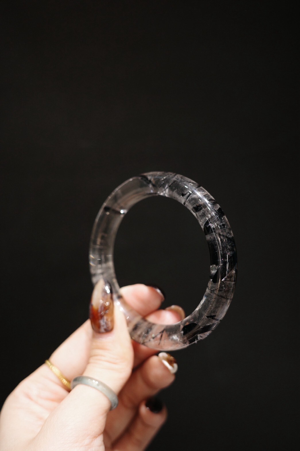 交疊的鎧甲｜高品黑髮晶｜53圈口