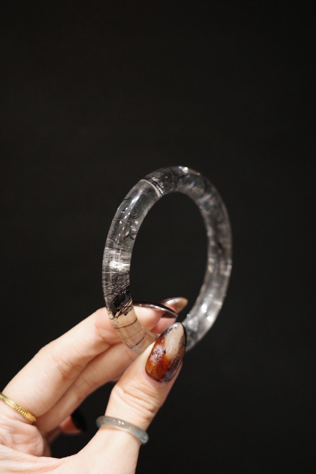 交疊的鎧甲｜高品黑髮晶｜58圈口