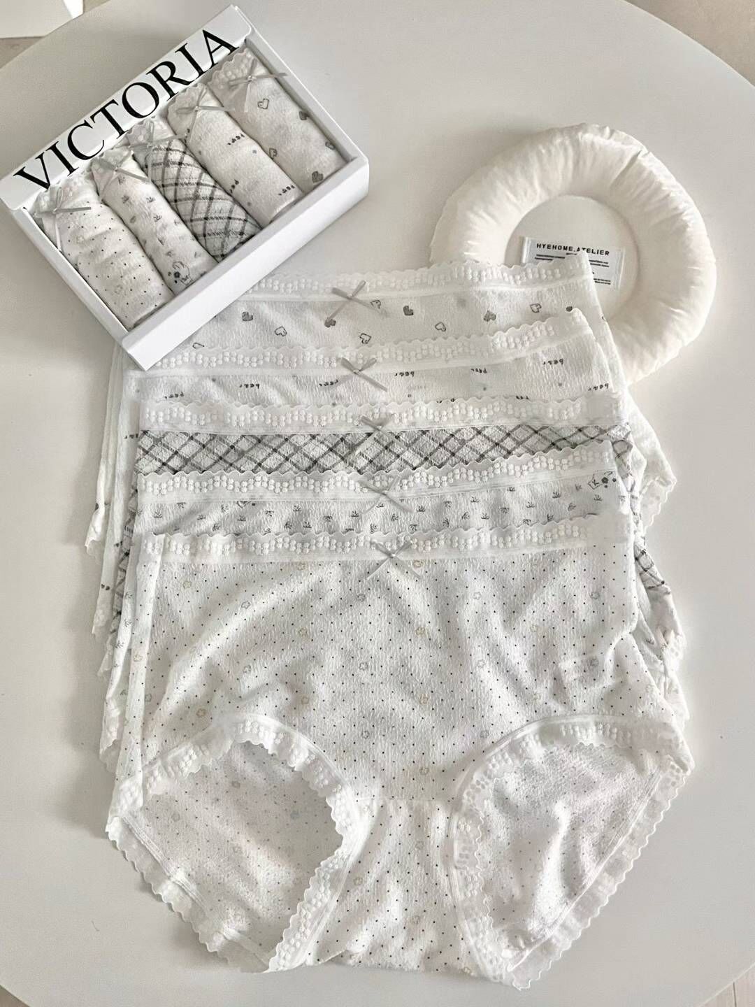 VA6162 黑白印花中腰內褲套裝